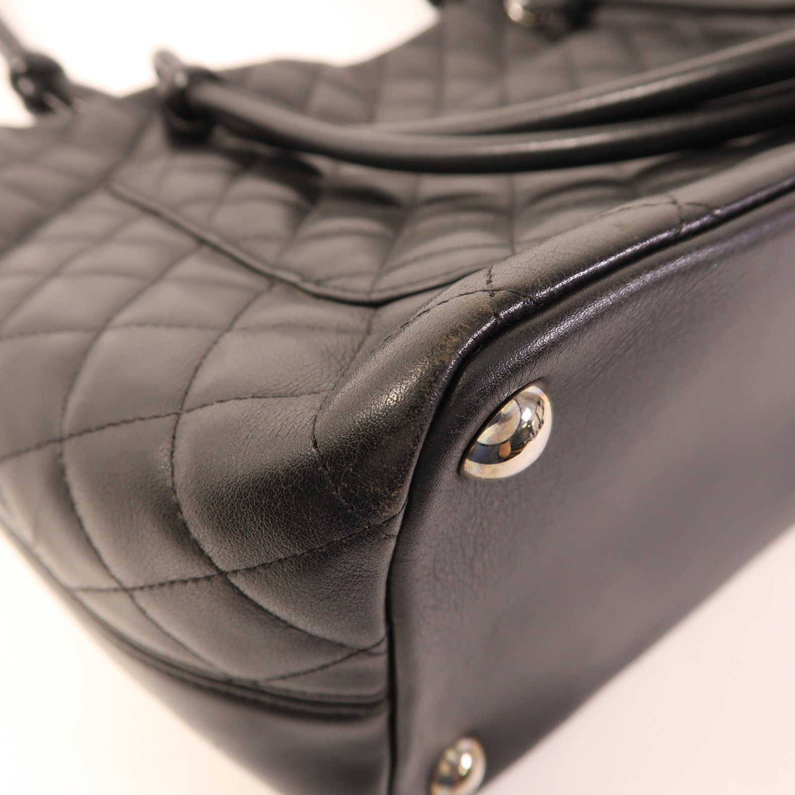 CHANEL 牛皮皮革Cambon Tote Bag銀扣手挽袋