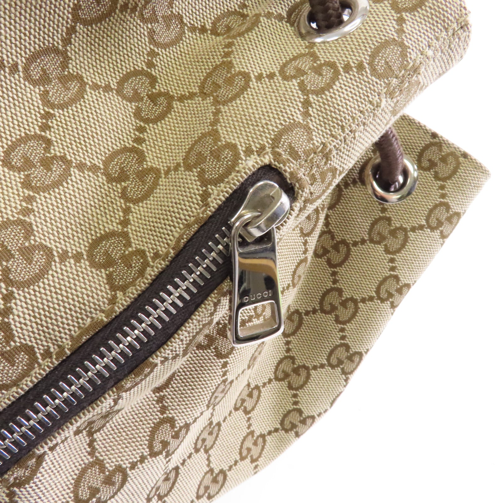 GUCCI 帆布Backpack銀扣背包啡色