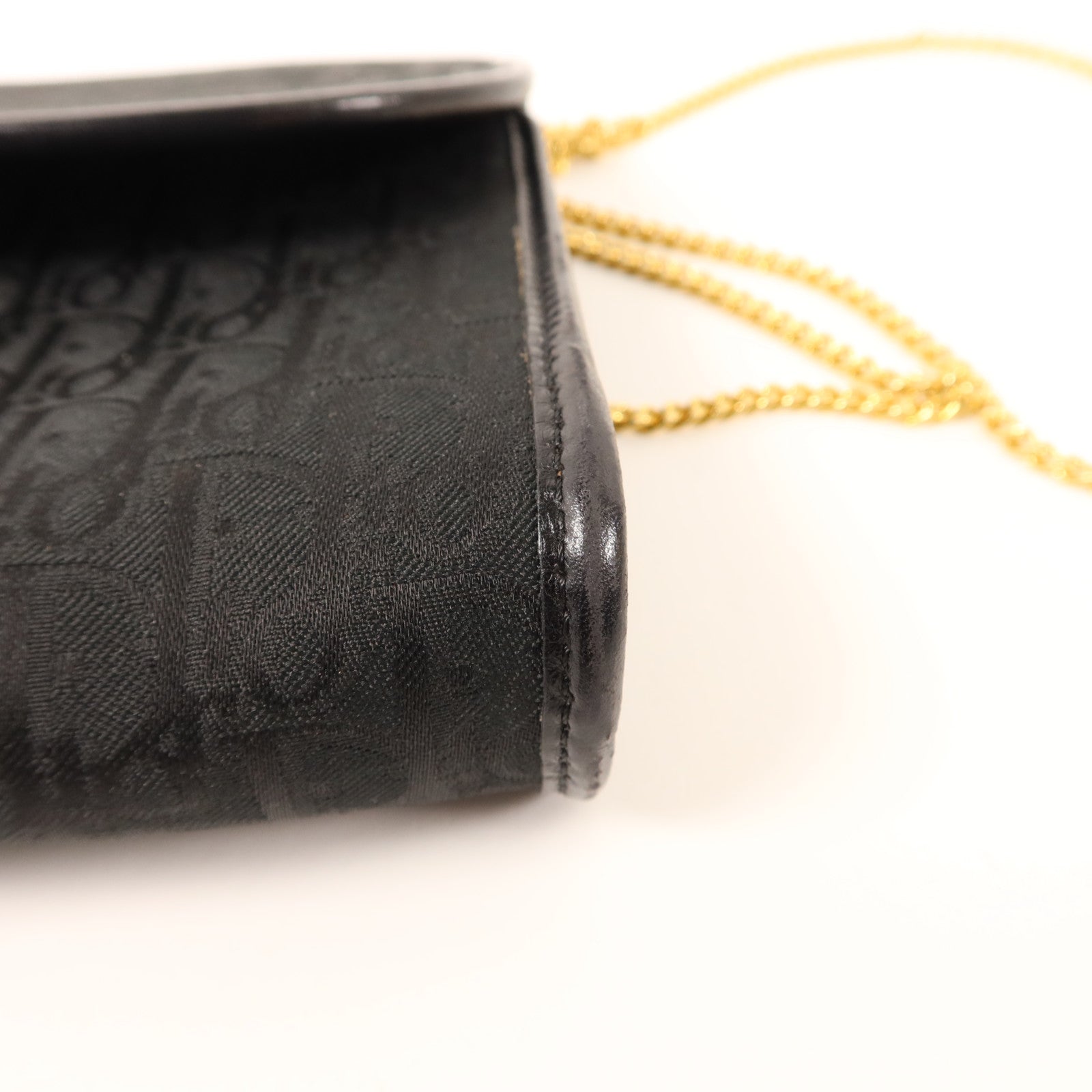 Dior 帆布Vintage Chain Shoulder金扣鏈帶肩背袋包