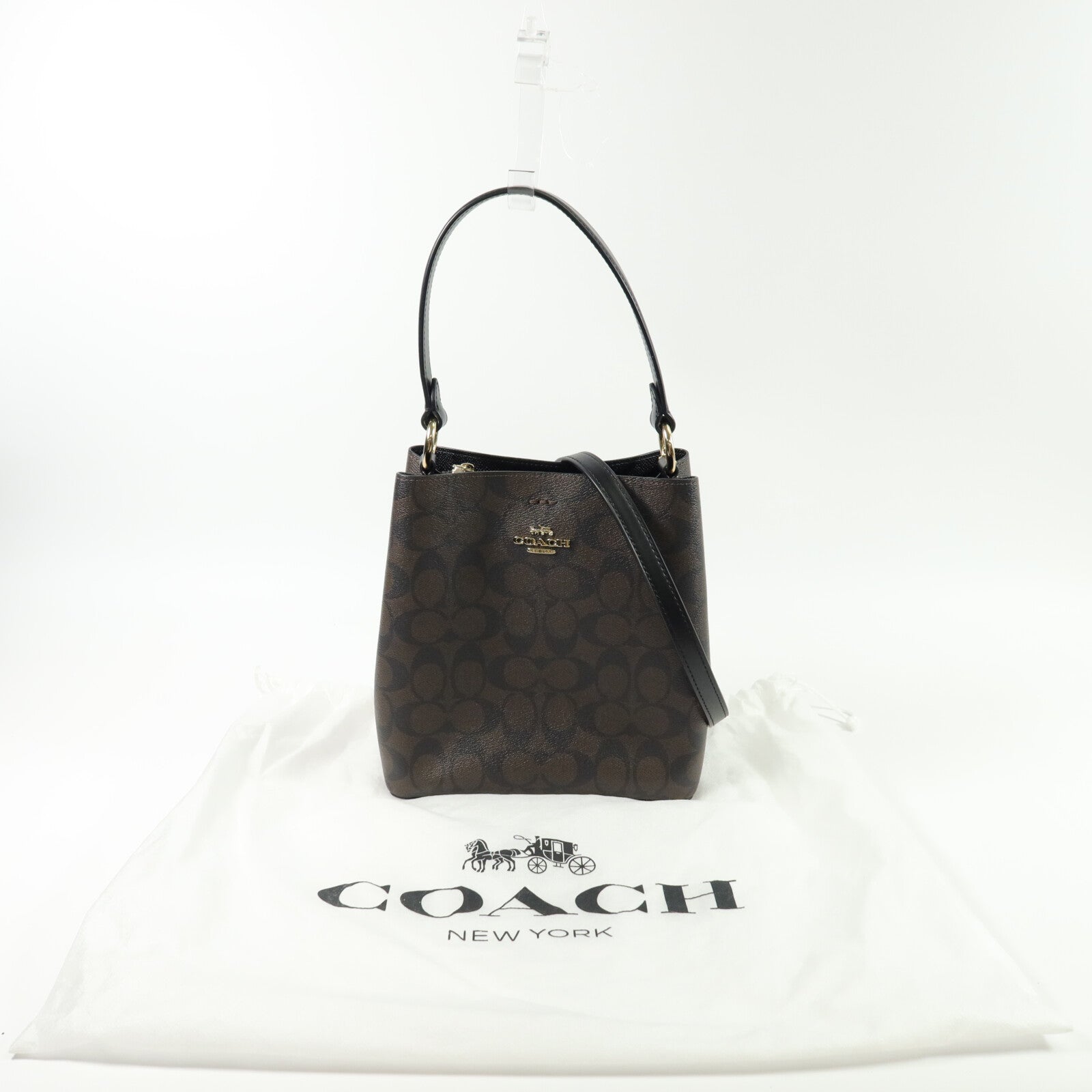 COACH 塗層帆布Town Bucket Small手挽肩背兩用袋