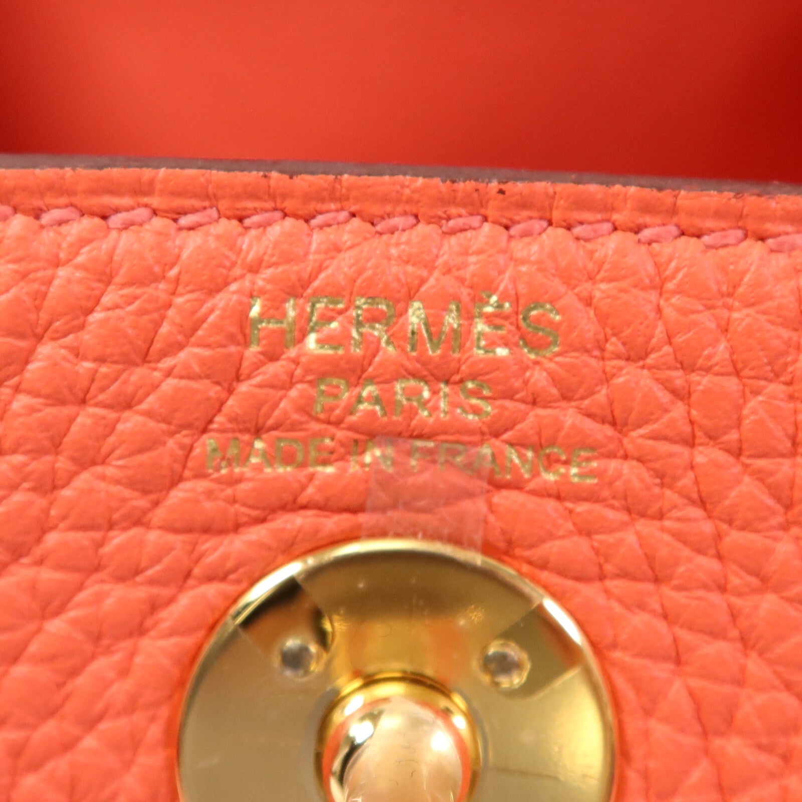HERMES Mini Lindy金扣手挽肩背兩用袋Rouge Tomate