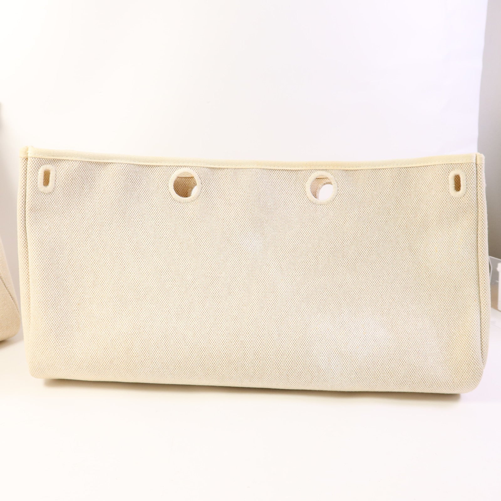 HERMES 帆布/皮革Kabas MM銀扣肩背袋