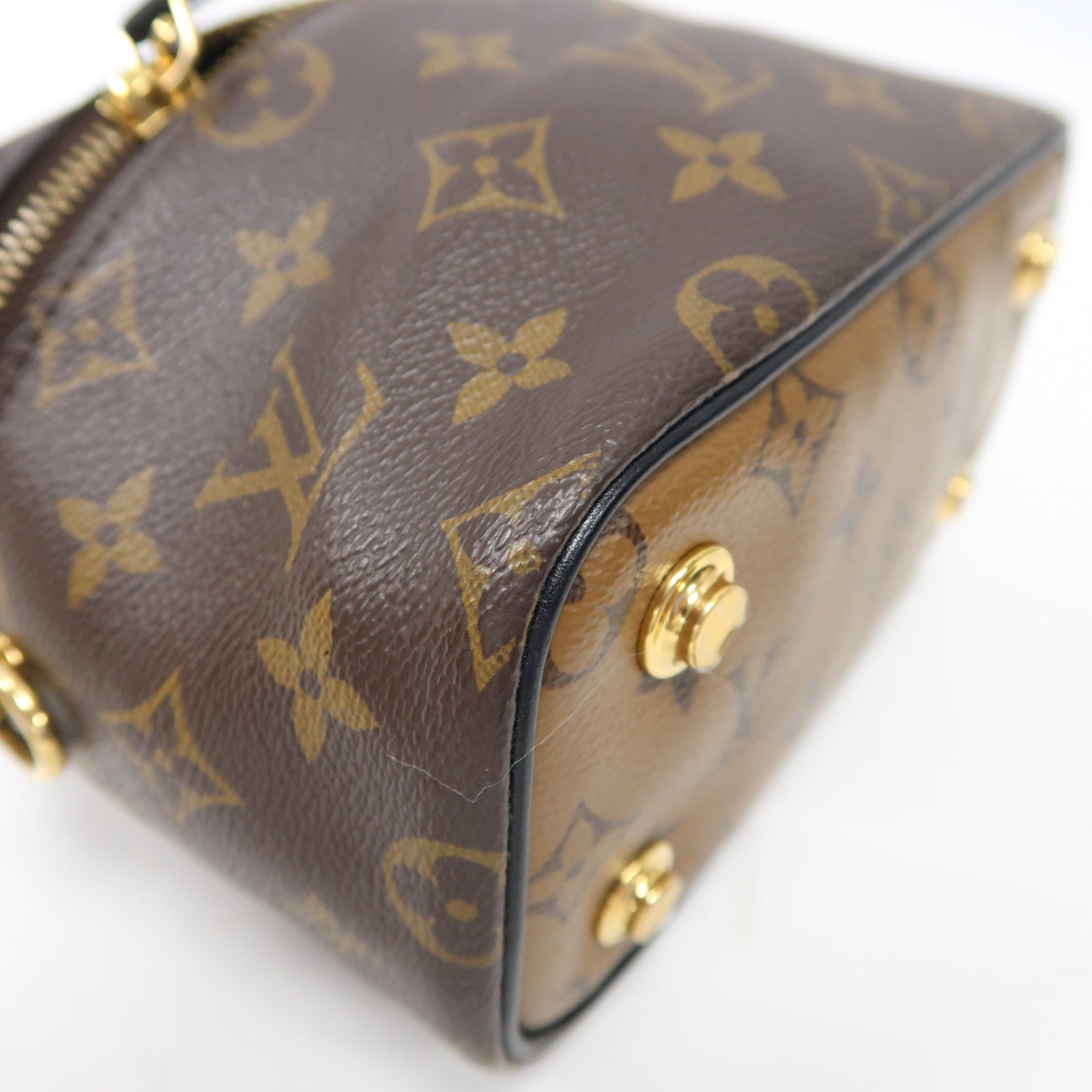 LOUIS VUITTON 【激減優惠】Monogram Reverse Vanity PM金扣手挽肩背兩用袋啡色