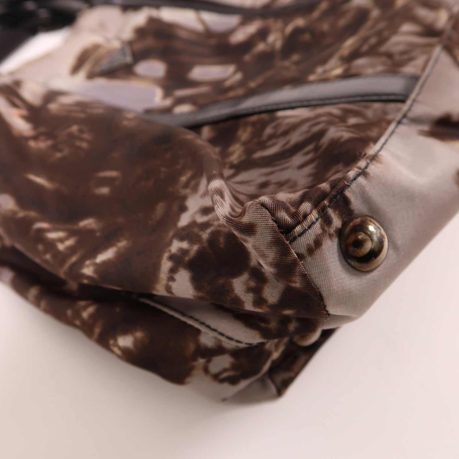 PRADA 尼龍2 Way Shoulder銀扣手挽肩背兩用袋啡色