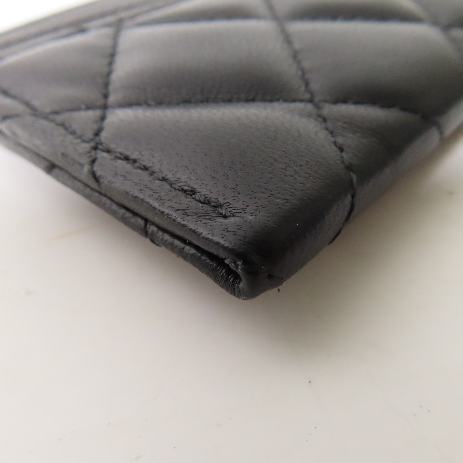 CHANEL 菱格羊皮皮革Card Case金扣卡片套黑色