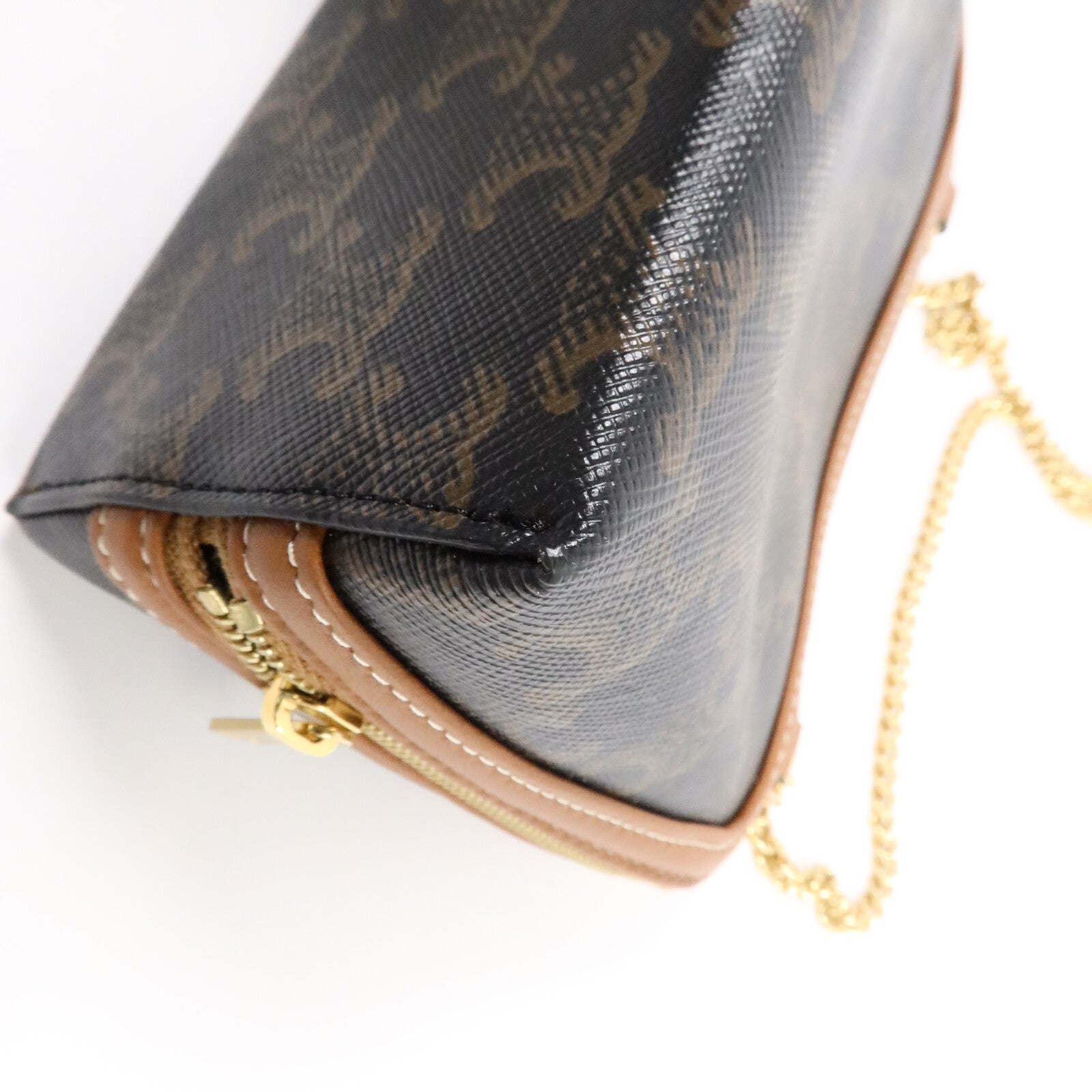 CELINE 塗層帆布Clutch On Chain肩背袋
