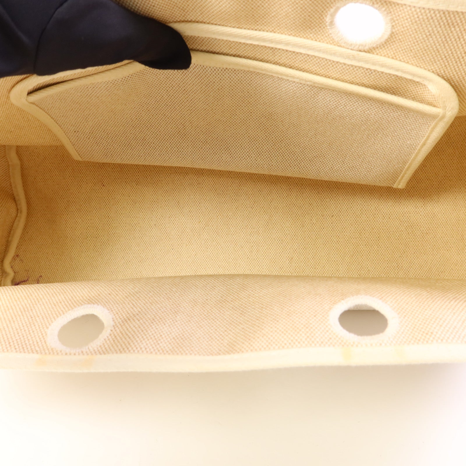 HERMES 帆布/皮革Kabas MM銀扣肩背袋