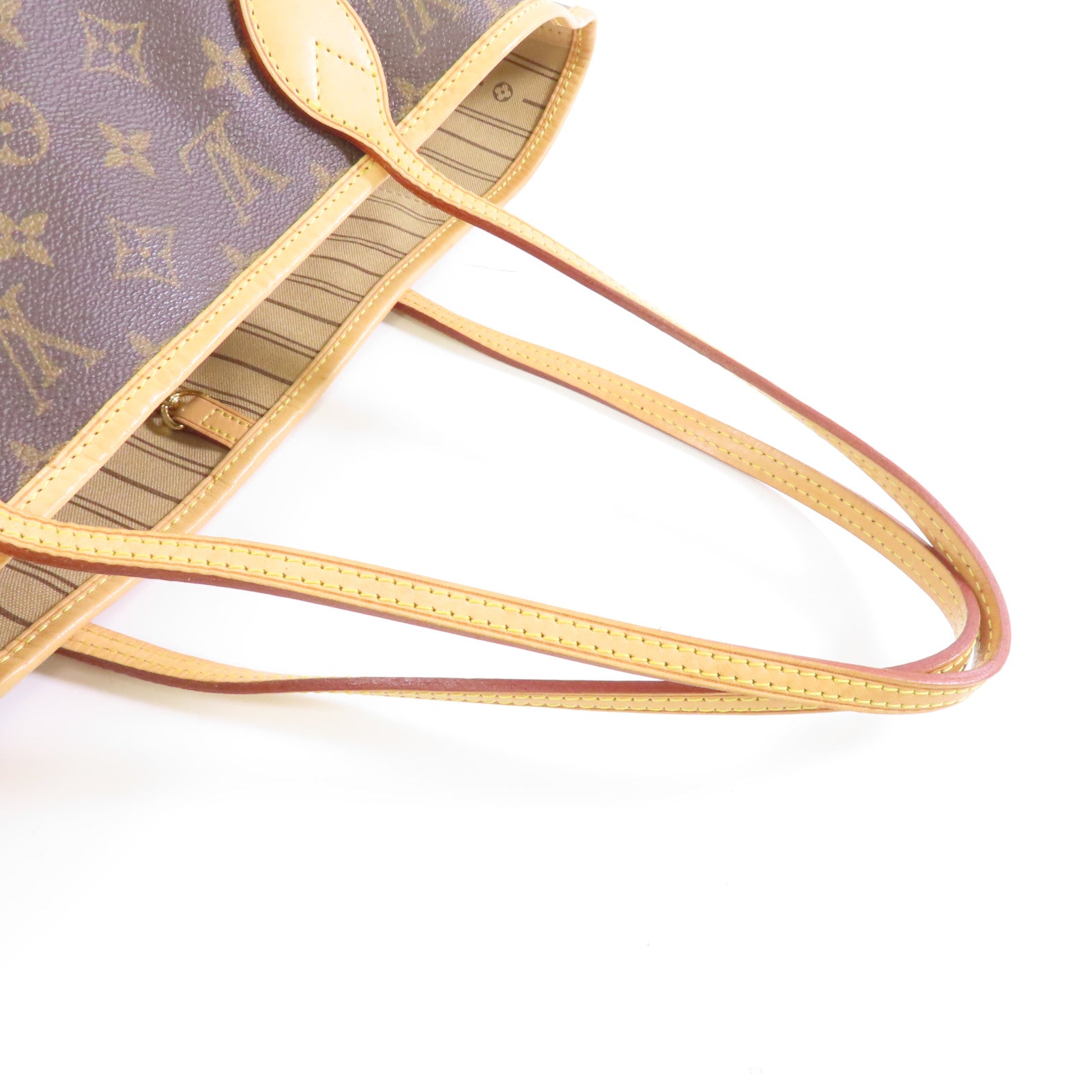 LOUIS VUITTON Monogram Neverfull MM金扣手挽袋棕色