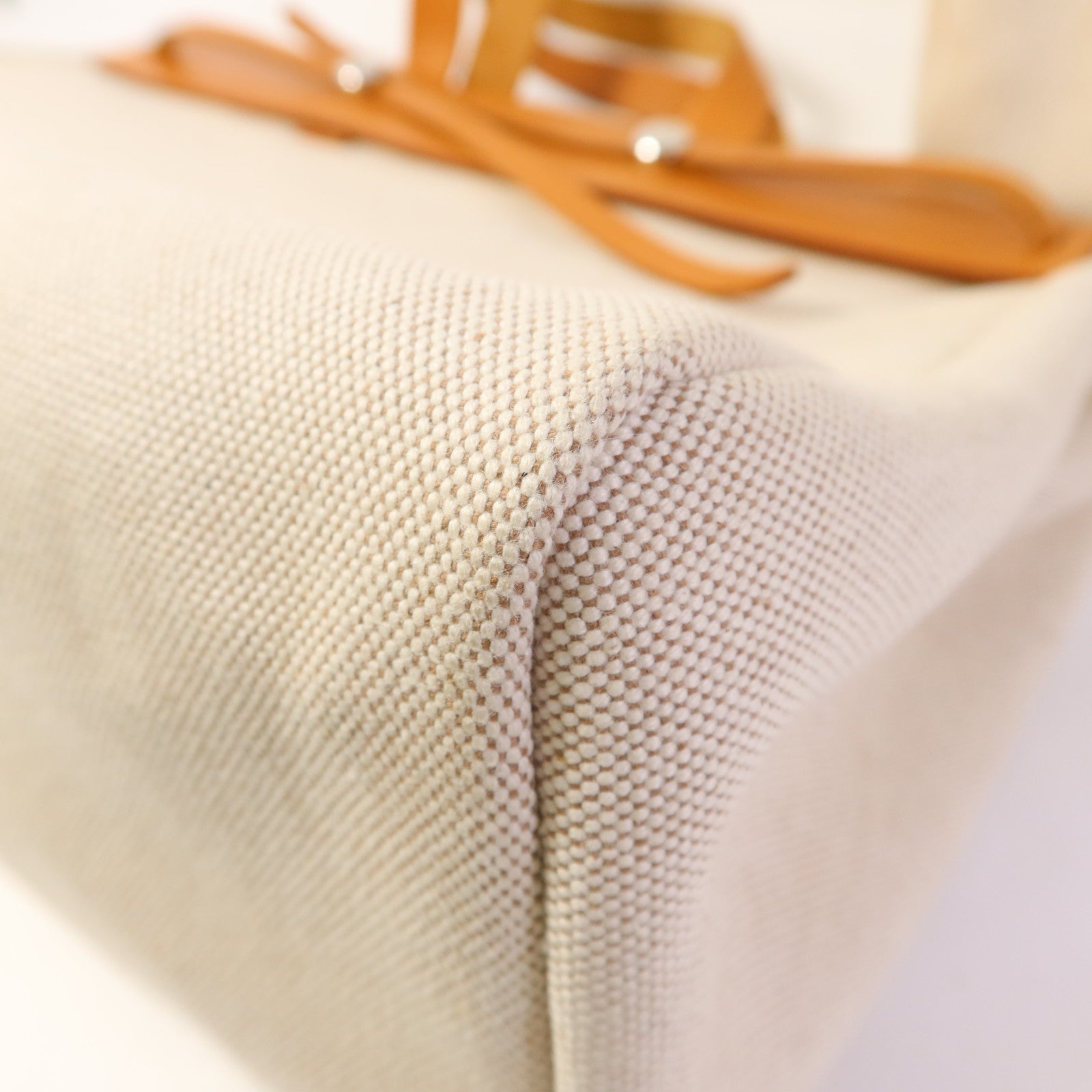 HERMES 帆布/皮革Kabas MM銀扣肩背袋