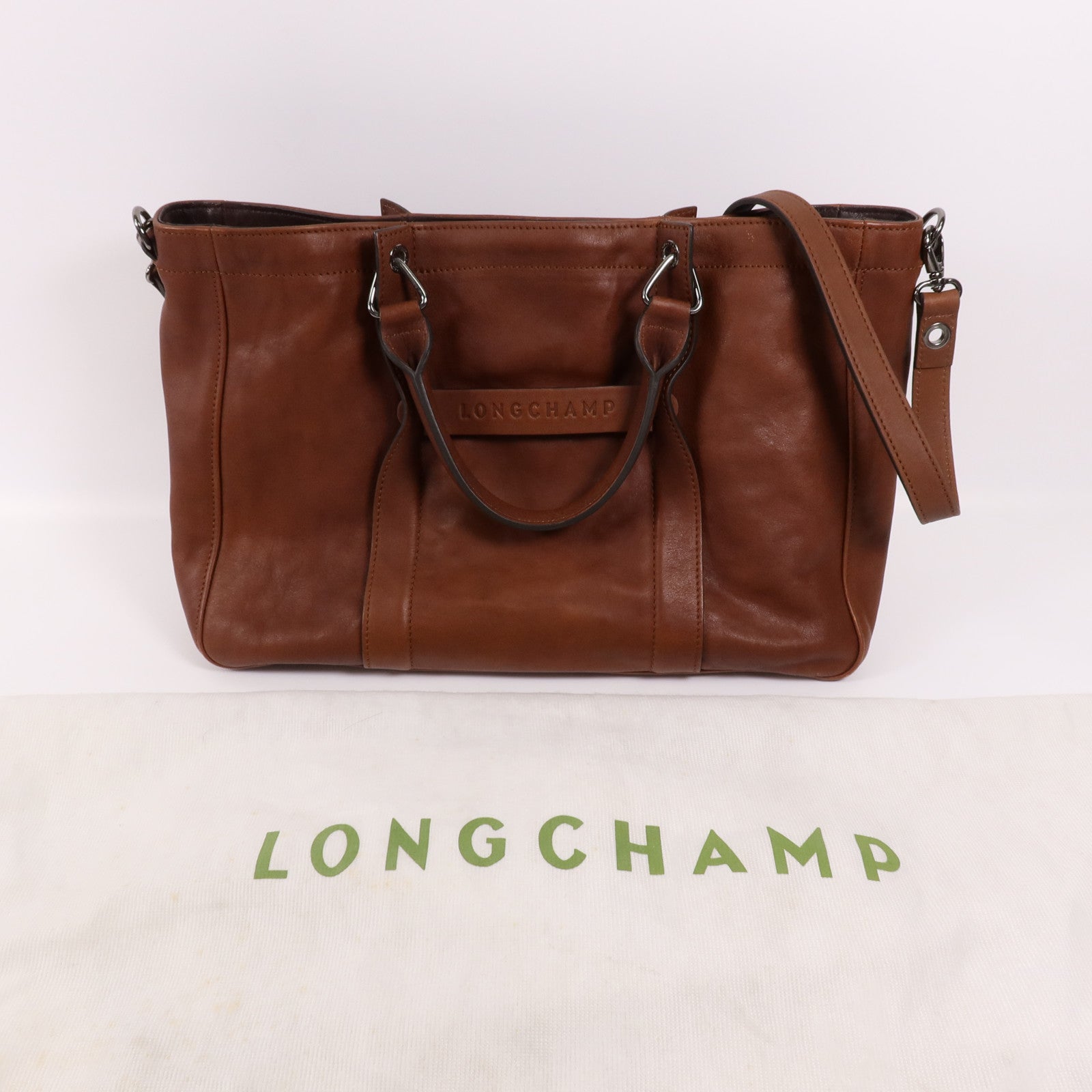 Longchamp 牛皮皮革2 Way Shoulder銀扣肩背袋