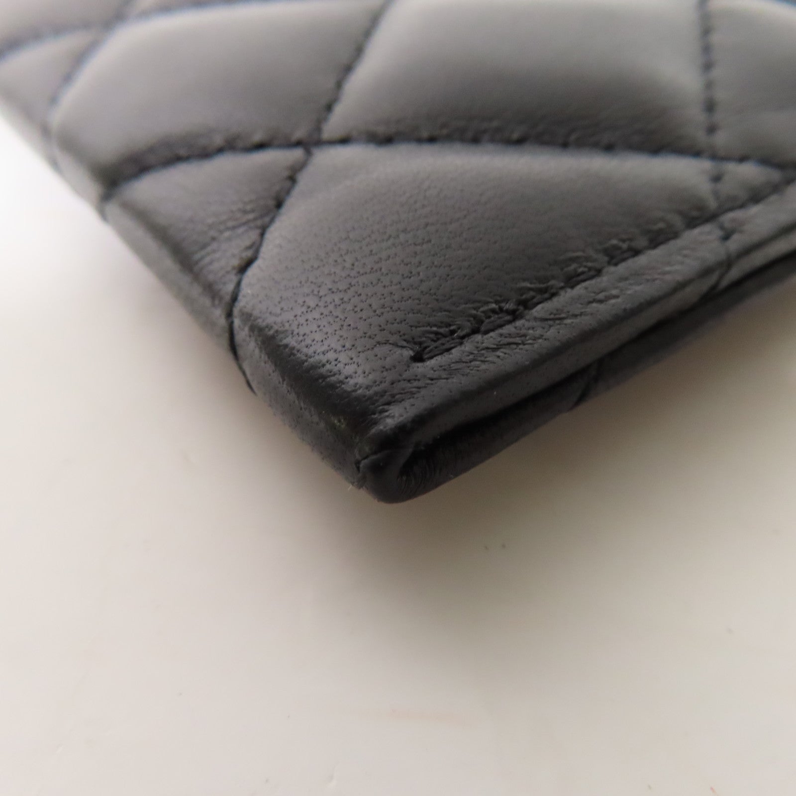 CHANEL 菱格羊皮皮革Card Case金扣卡片套黑色