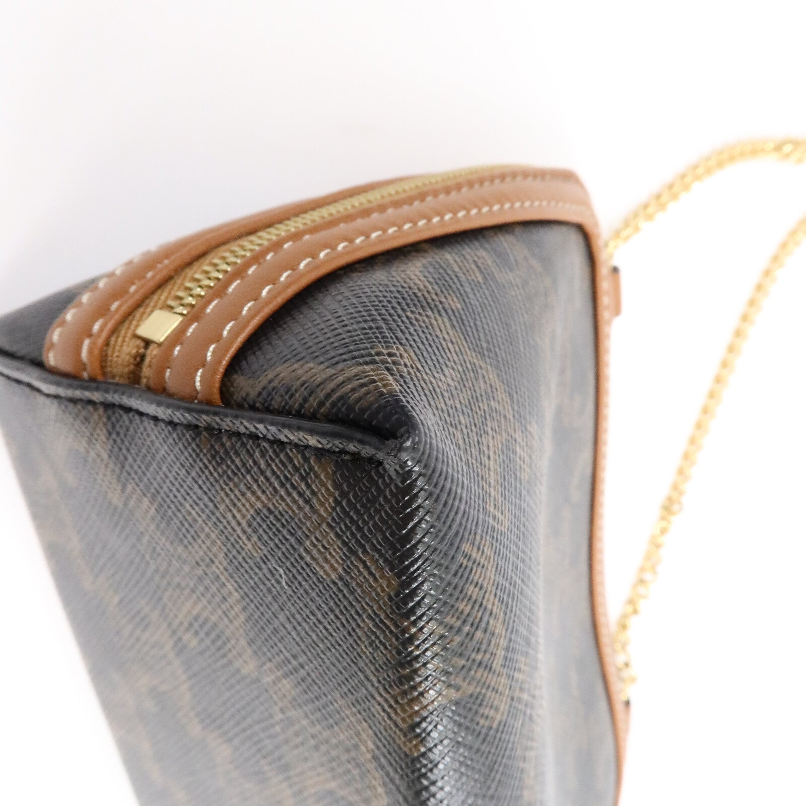 CELINE 塗層帆布Clutch On Chain肩背袋