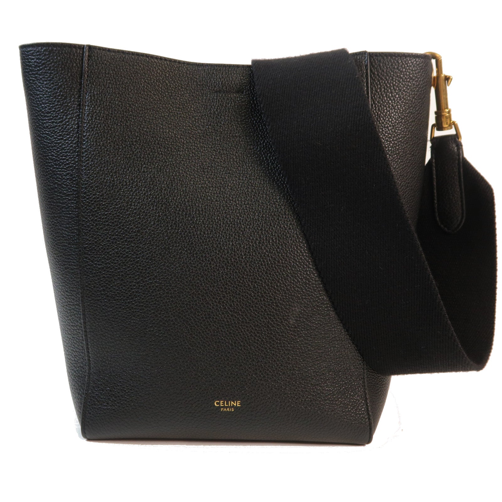CELINE 【激減優惠】牛皮皮革Sangle Bucket Small金扣肩背袋