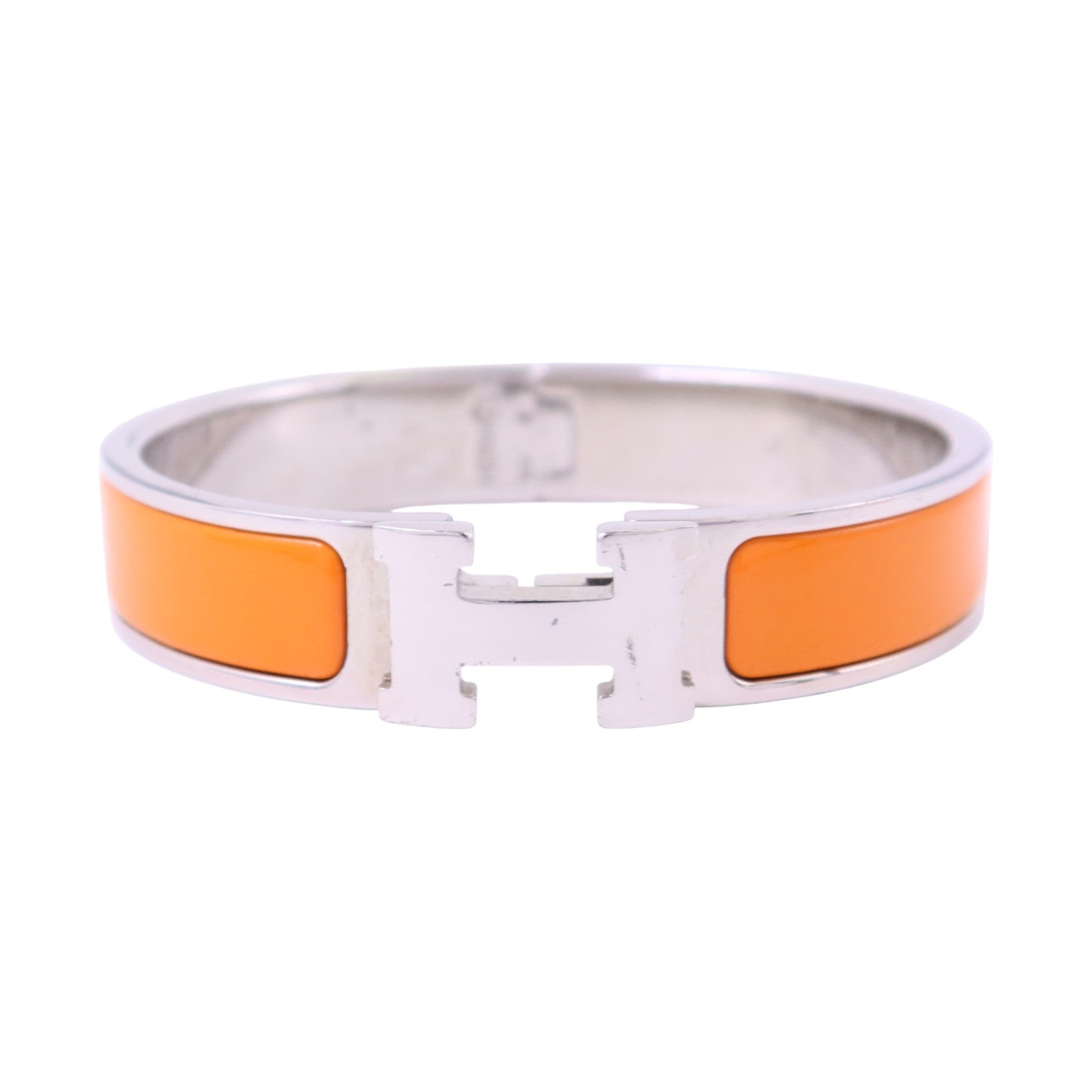 HERMES 金屬/琺瑯Clic H Bracelet銀扣手鏈