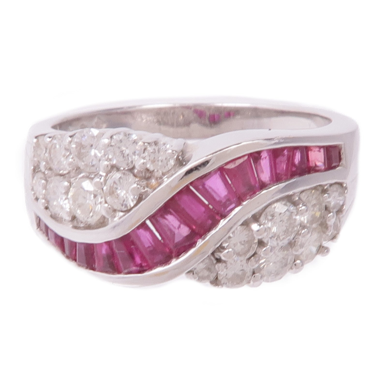 JEWELRY 14K白金Ruby Diamond Ring紅寶石/鑽石戒指US#7