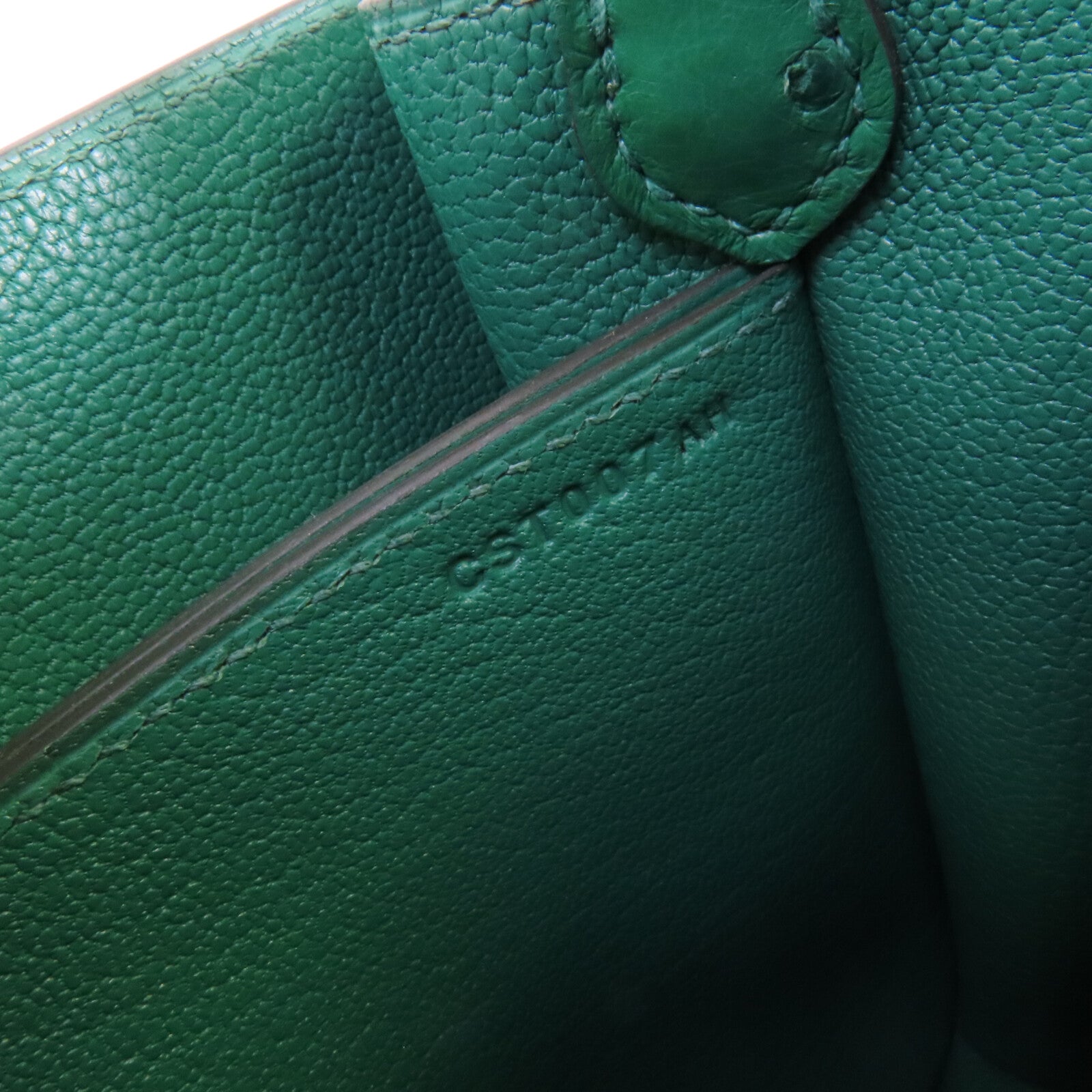 HERMES 鴕鳥皮革Mini Roulis銀扣肩背袋U4 Vert Vertigo