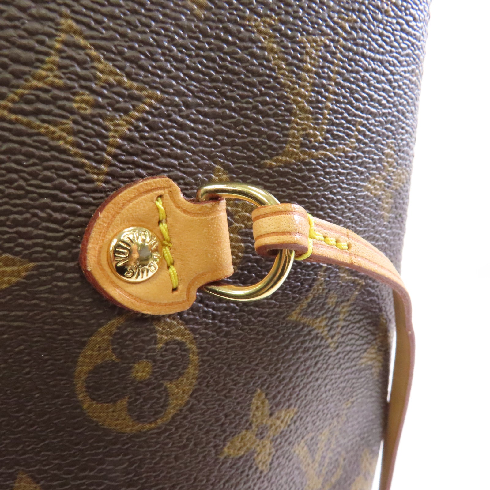 LOUIS VUITTON Monogram Neverfull MM金扣手挽袋棕色