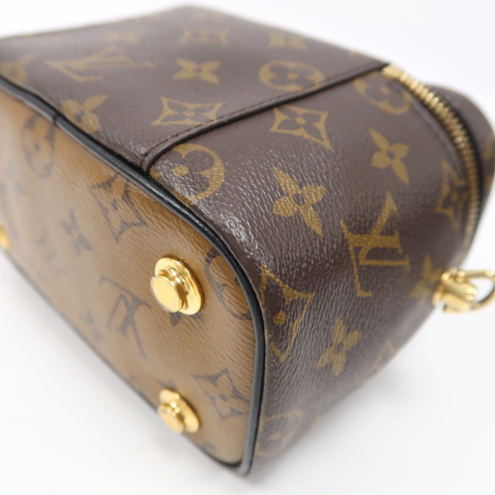LOUIS VUITTON 【激減優惠】Monogram Reverse Vanity PM金扣手挽肩背兩用袋啡色