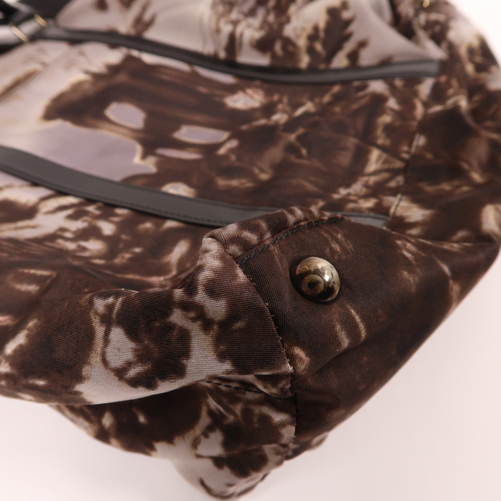 PRADA 尼龍2 Way Shoulder銀扣手挽肩背兩用袋啡色