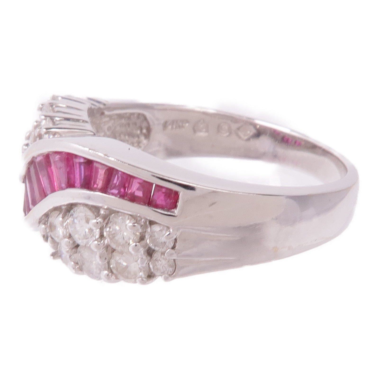 JEWELRY 14K白金Ruby Diamond Ring紅寶石/鑽石戒指US#7