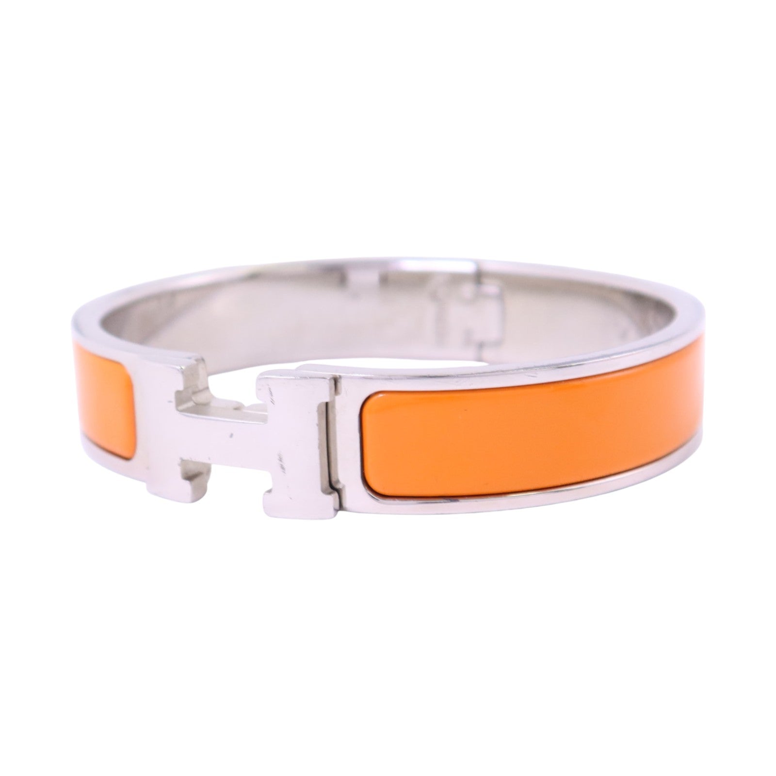 HERMES 金屬/琺瑯Clic H Bracelet銀扣手鏈