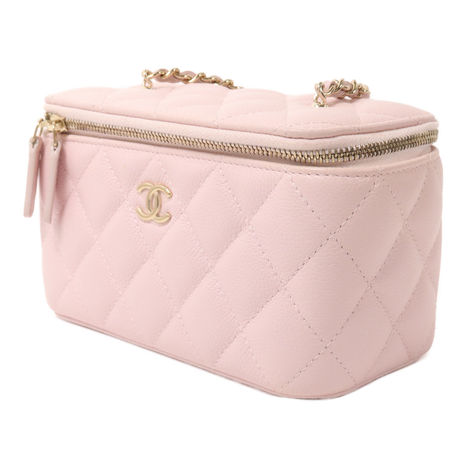 CHANEL 牛皮皮革Vanity Case鏈帶肩背袋