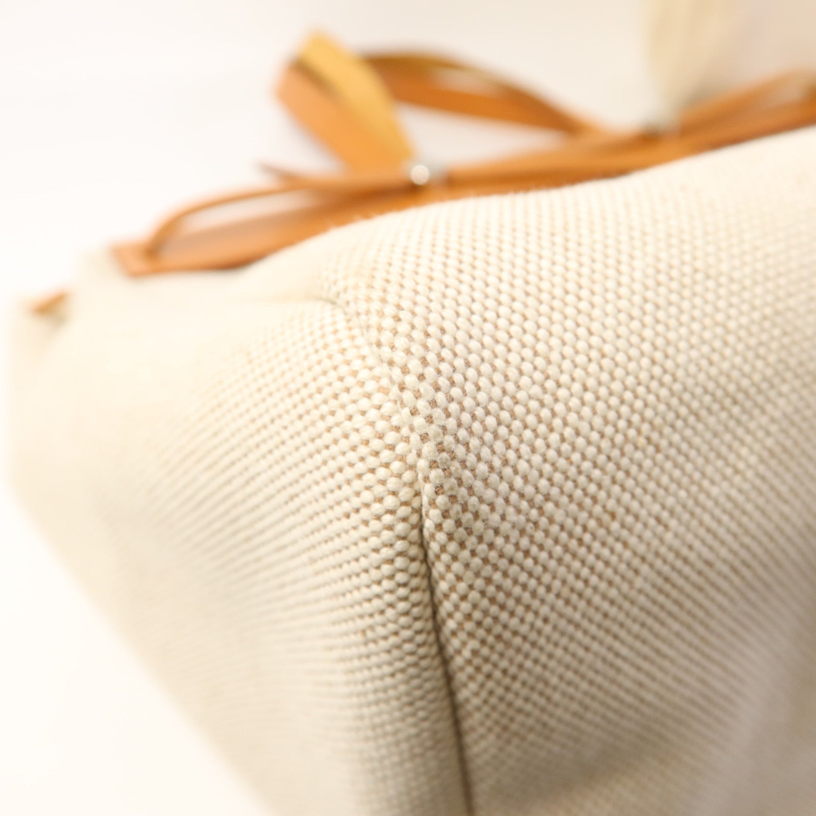 HERMES 帆布/皮革Kabas MM銀扣肩背袋