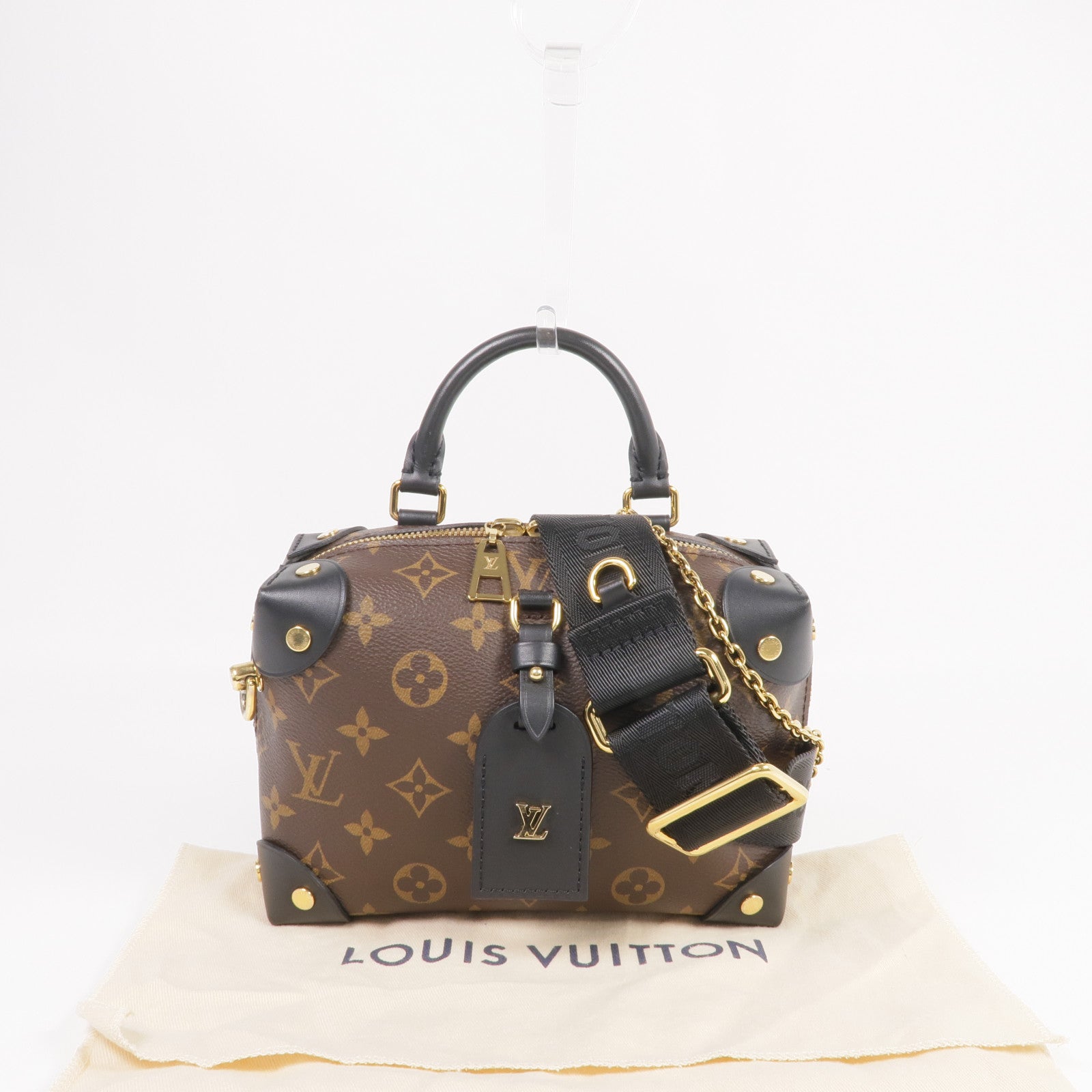 LOUIS VUITTON Monogram Petite Malle Souple金扣手挽肩背兩用袋棕色