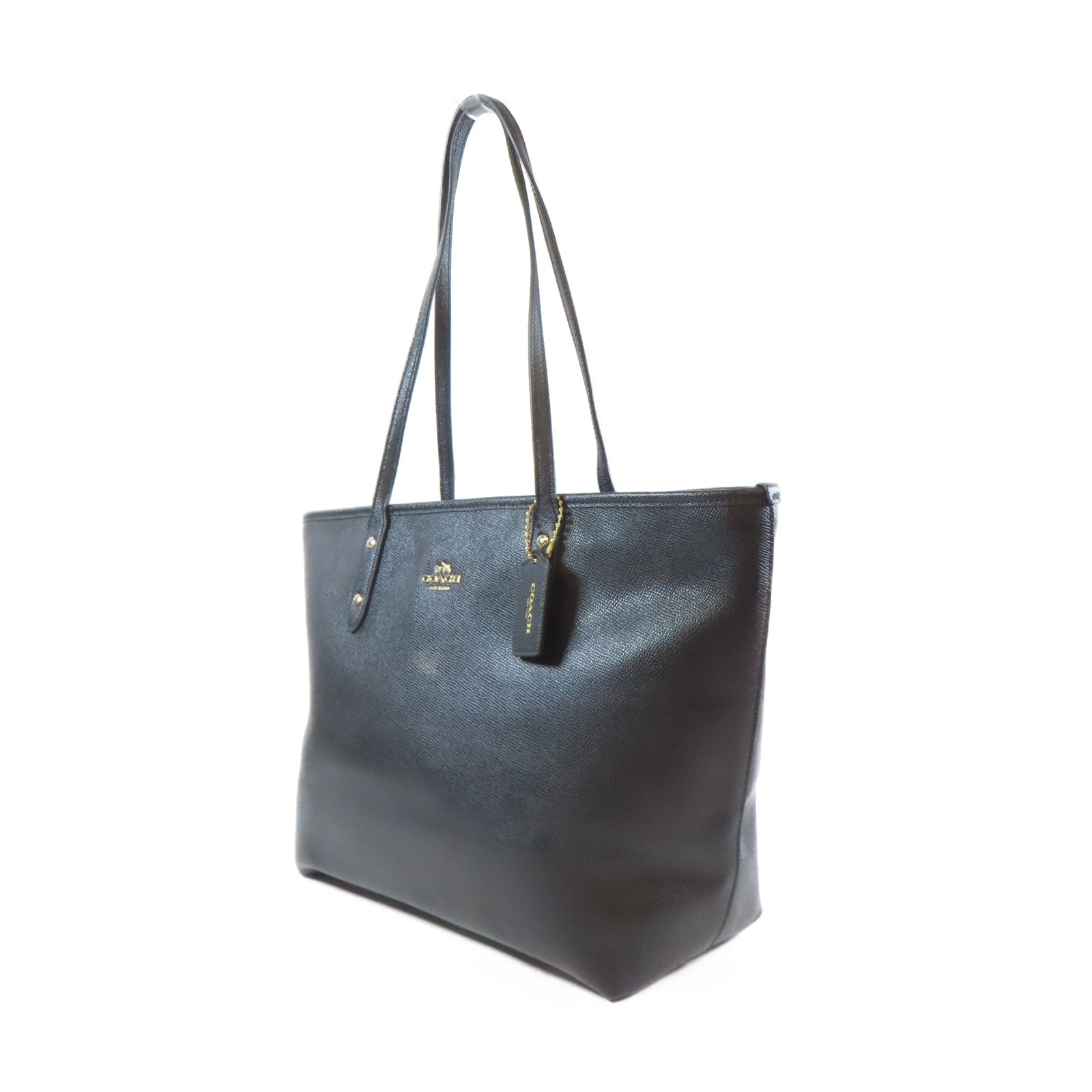 COACH 牛皮皮革Tote Bag金扣手挽袋黑色