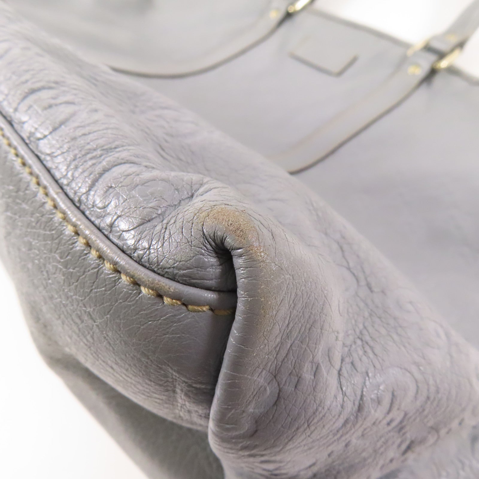 GUCCI GG GHW Tote Bag 201482 Calfskin Leather Gray