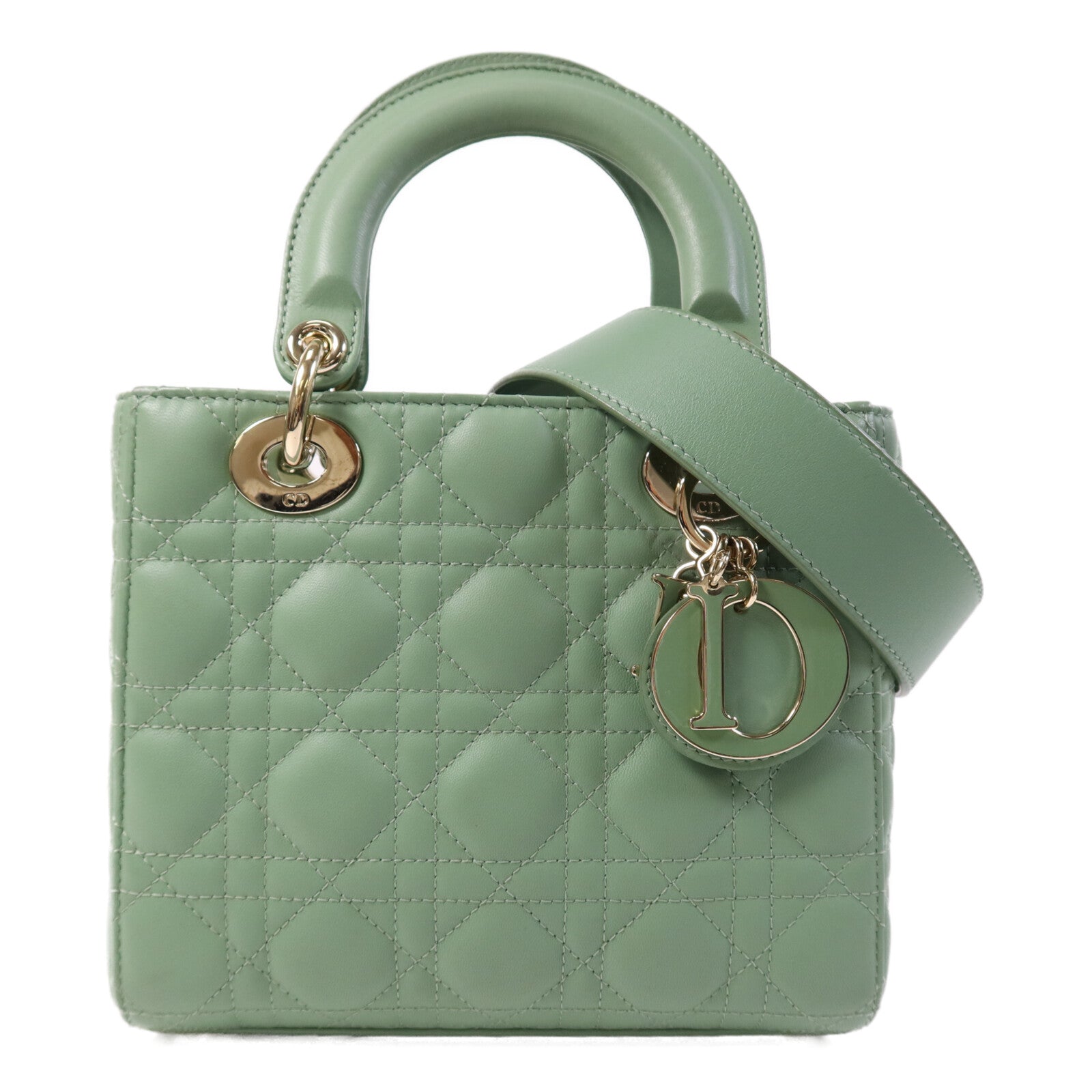 Dior 羊皮皮革Lady Dior Small金扣手挽肩背兩用袋