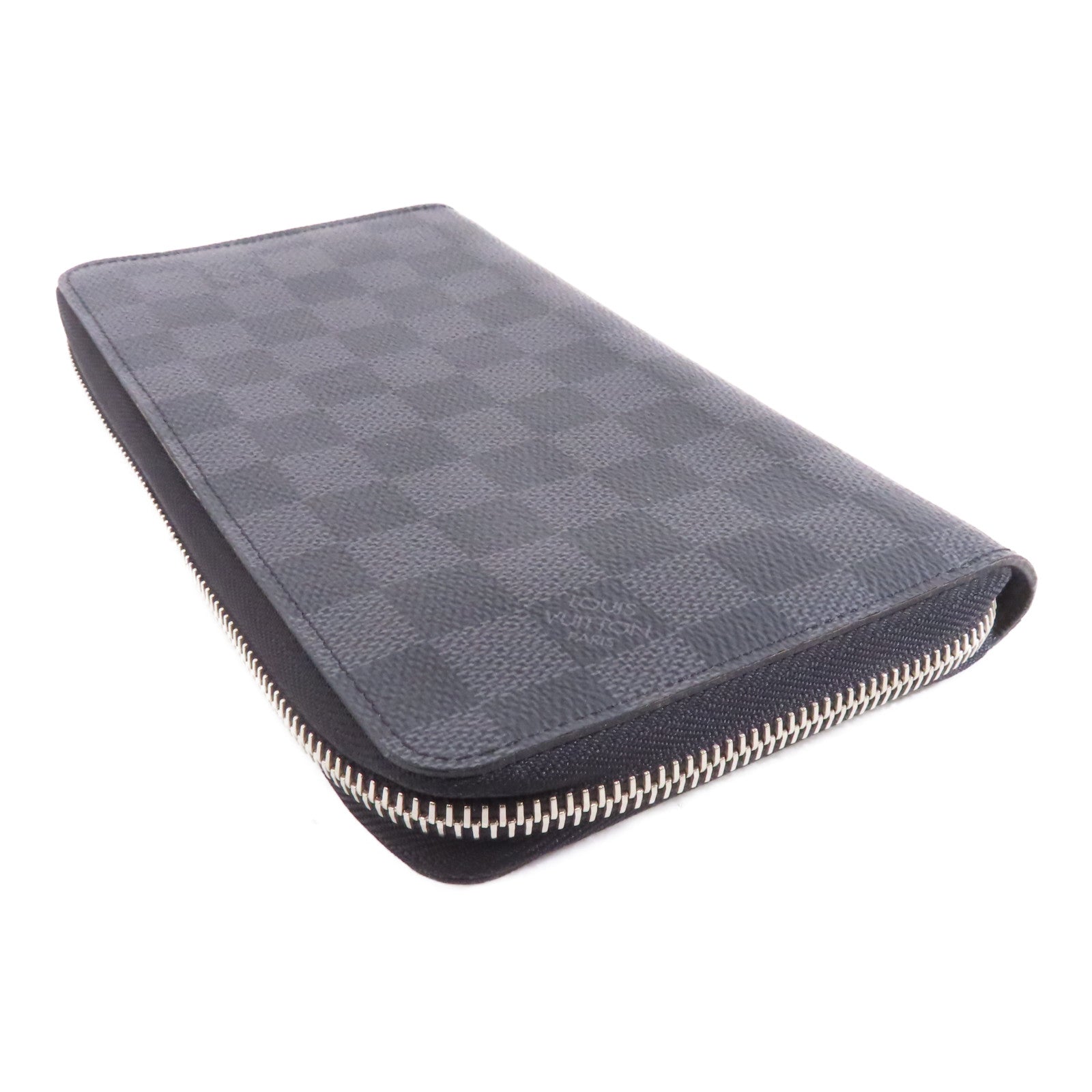 LOUIS VUITTON 【激減優惠】Damier Graphite Zippy Organizer Wallet銀扣長錢包黑色/灰色