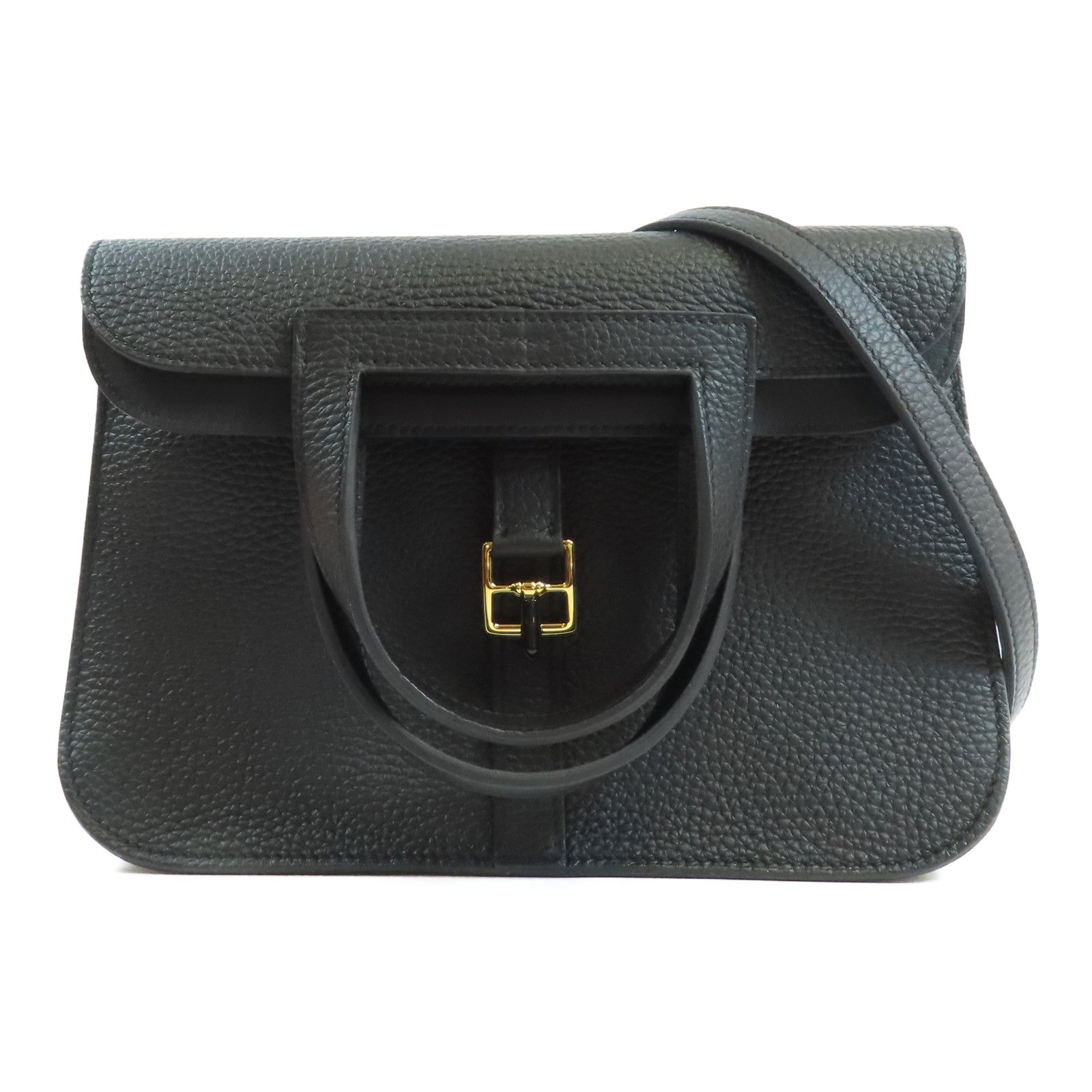 HERMES 【激減優惠】Clemence皮革Halzan 25金扣手挽肩背兩用袋