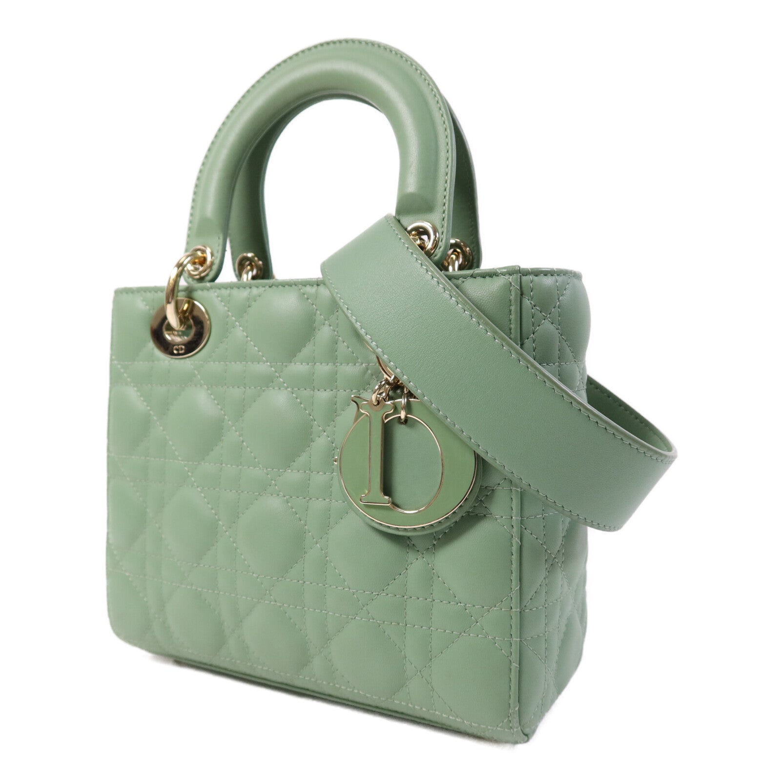 Dior 羊皮皮革Lady Dior Small金扣手挽肩背兩用袋