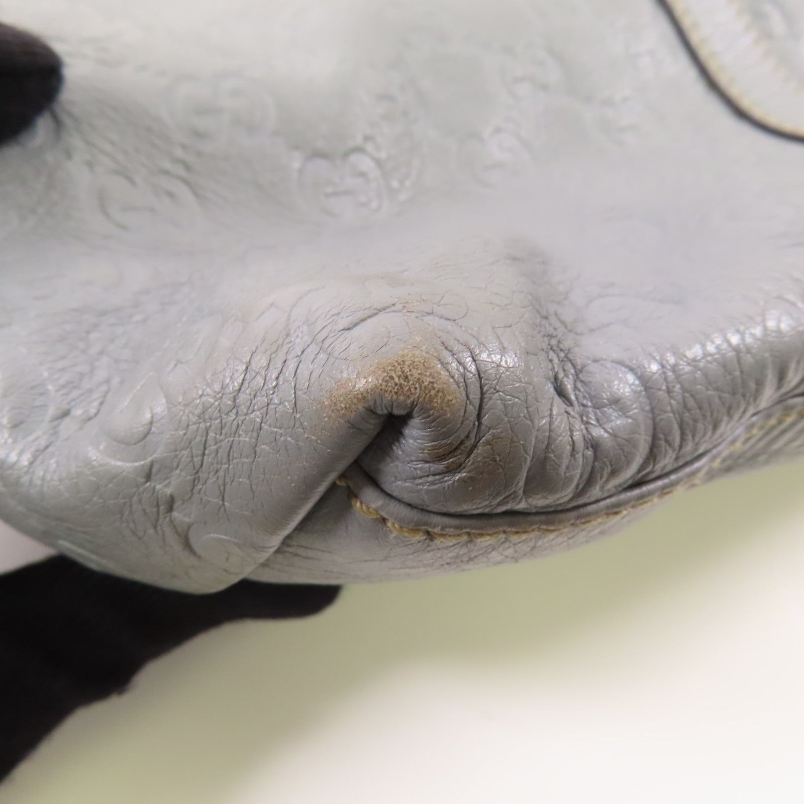 GUCCI GG GHW Tote Bag 201482 Calfskin Leather Gray