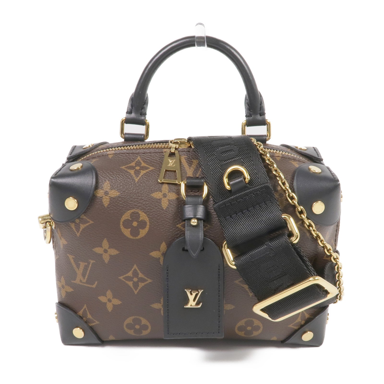 LOUIS VUITTON Monogram Petite Malle Souple金扣手挽肩背兩用袋棕色