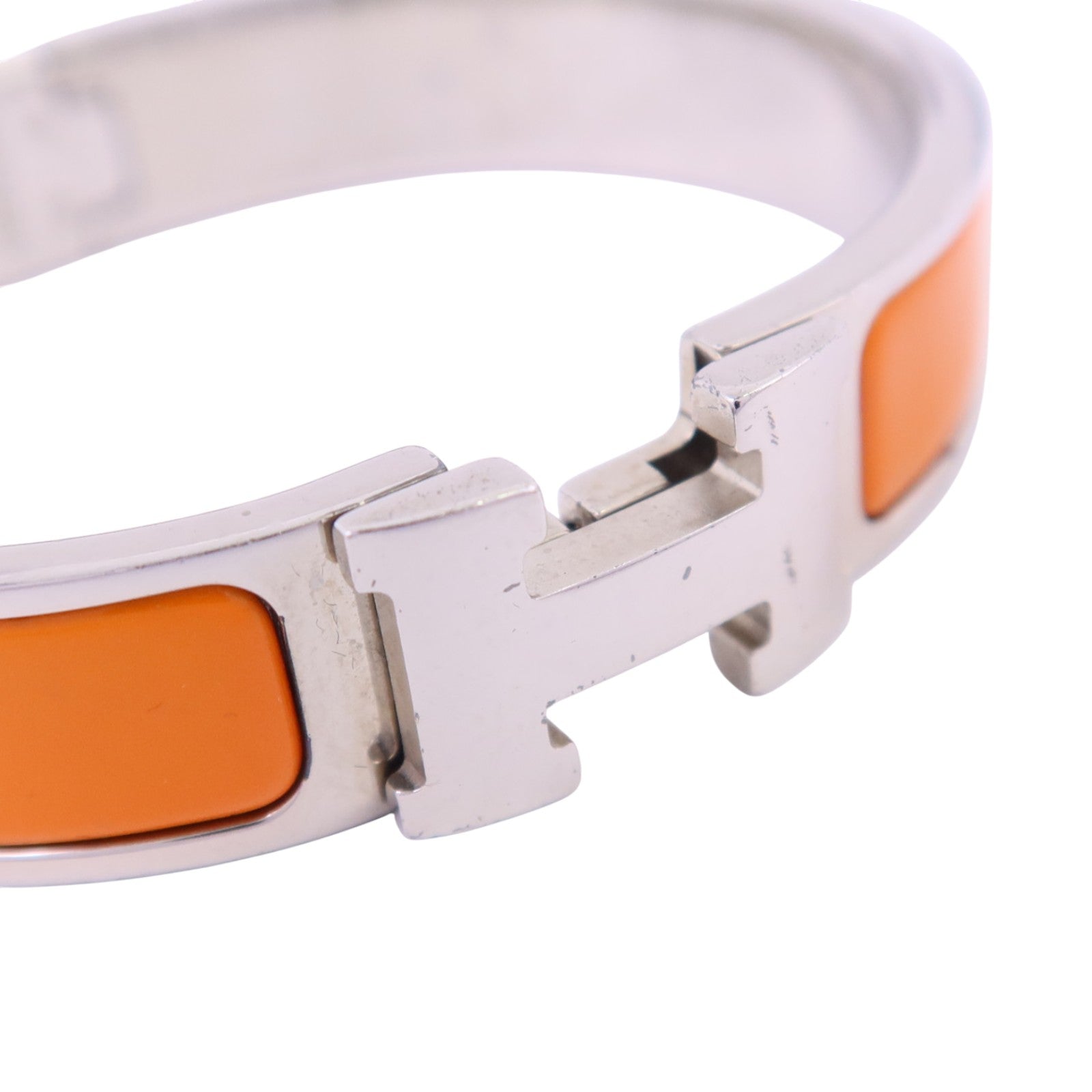 HERMES 金屬/琺瑯Clic H Bracelet銀扣手鏈