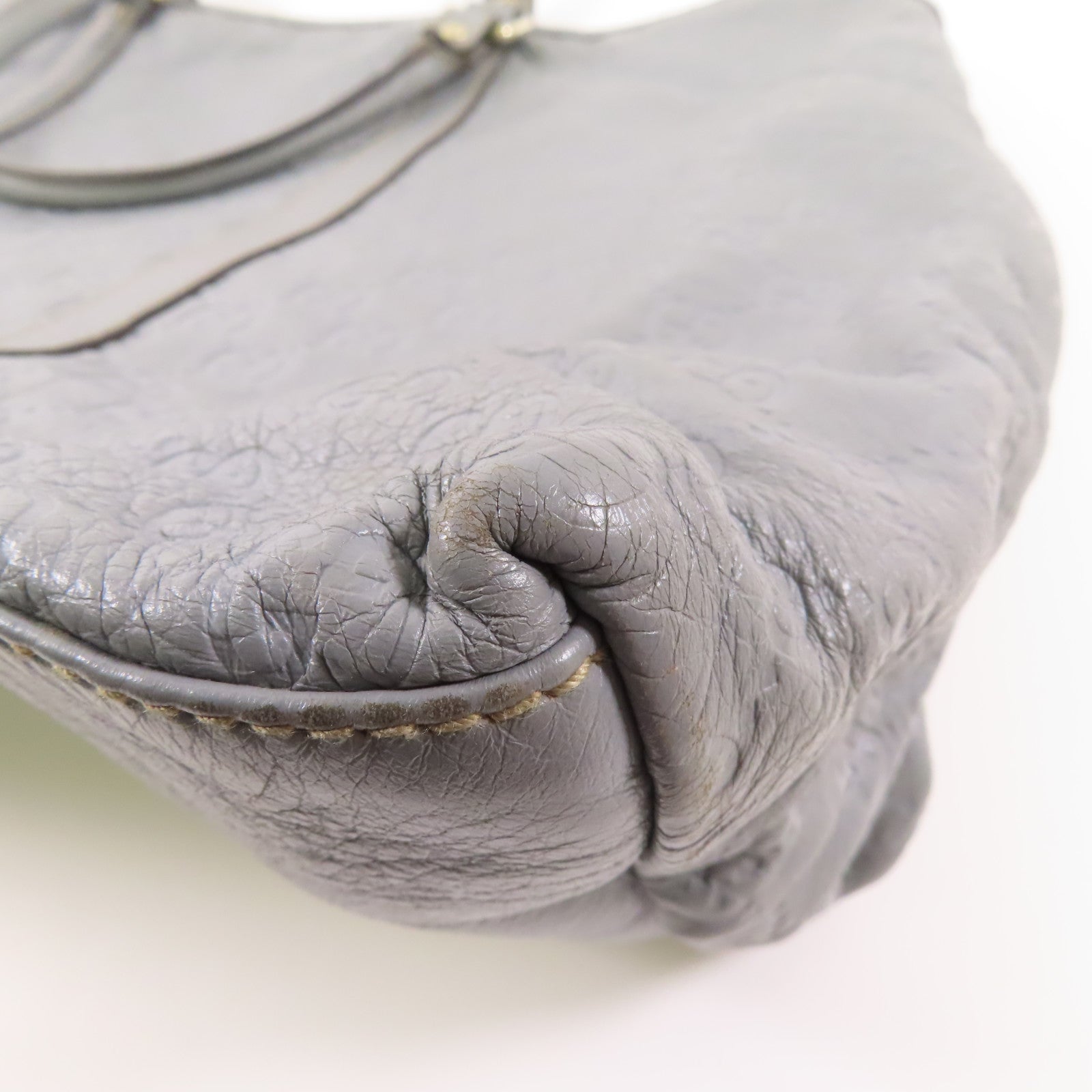 GUCCI GG GHW Tote Bag 201482 Calfskin Leather Gray