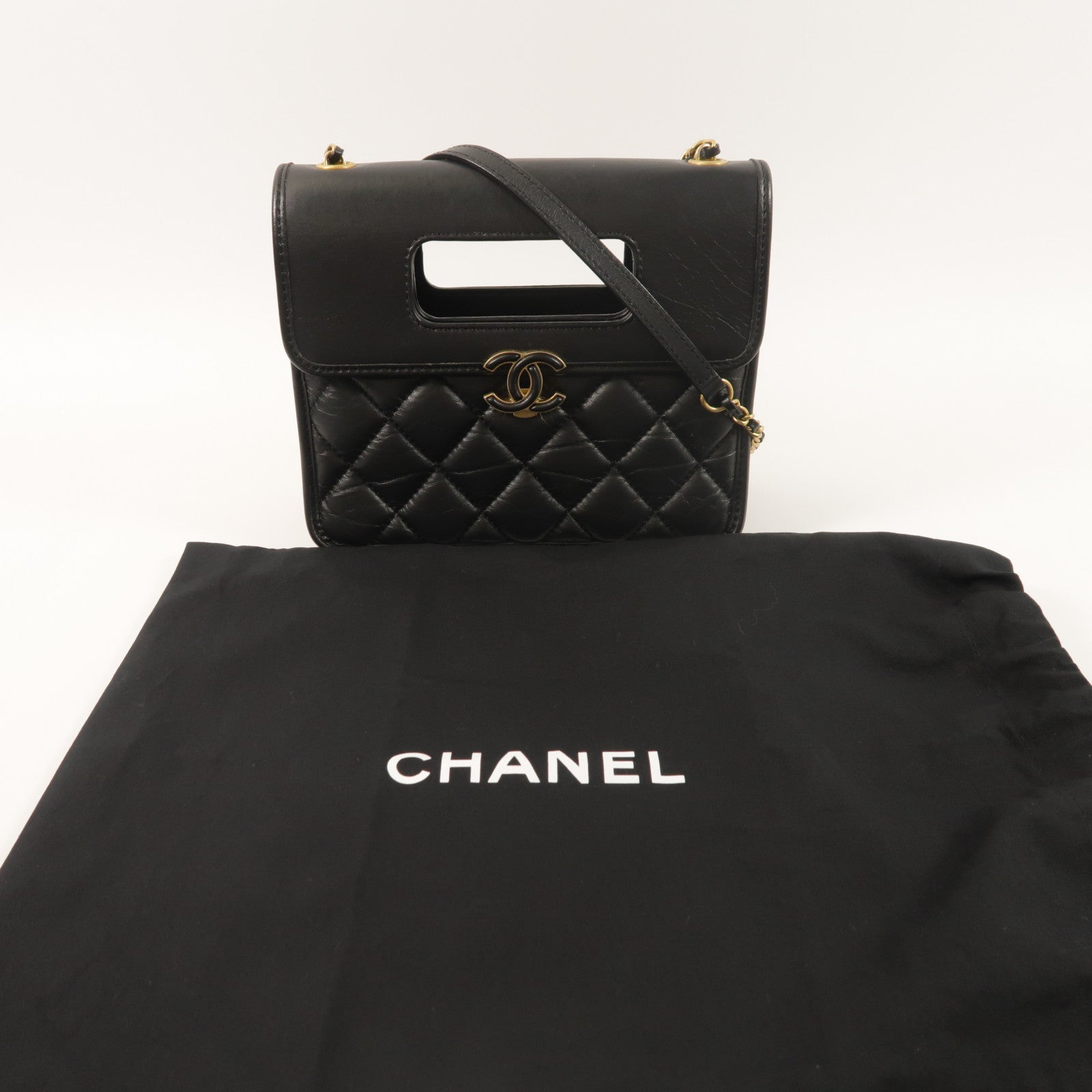 CHANEL 牛皮皮革Mini Flap手挽肩背兩用袋