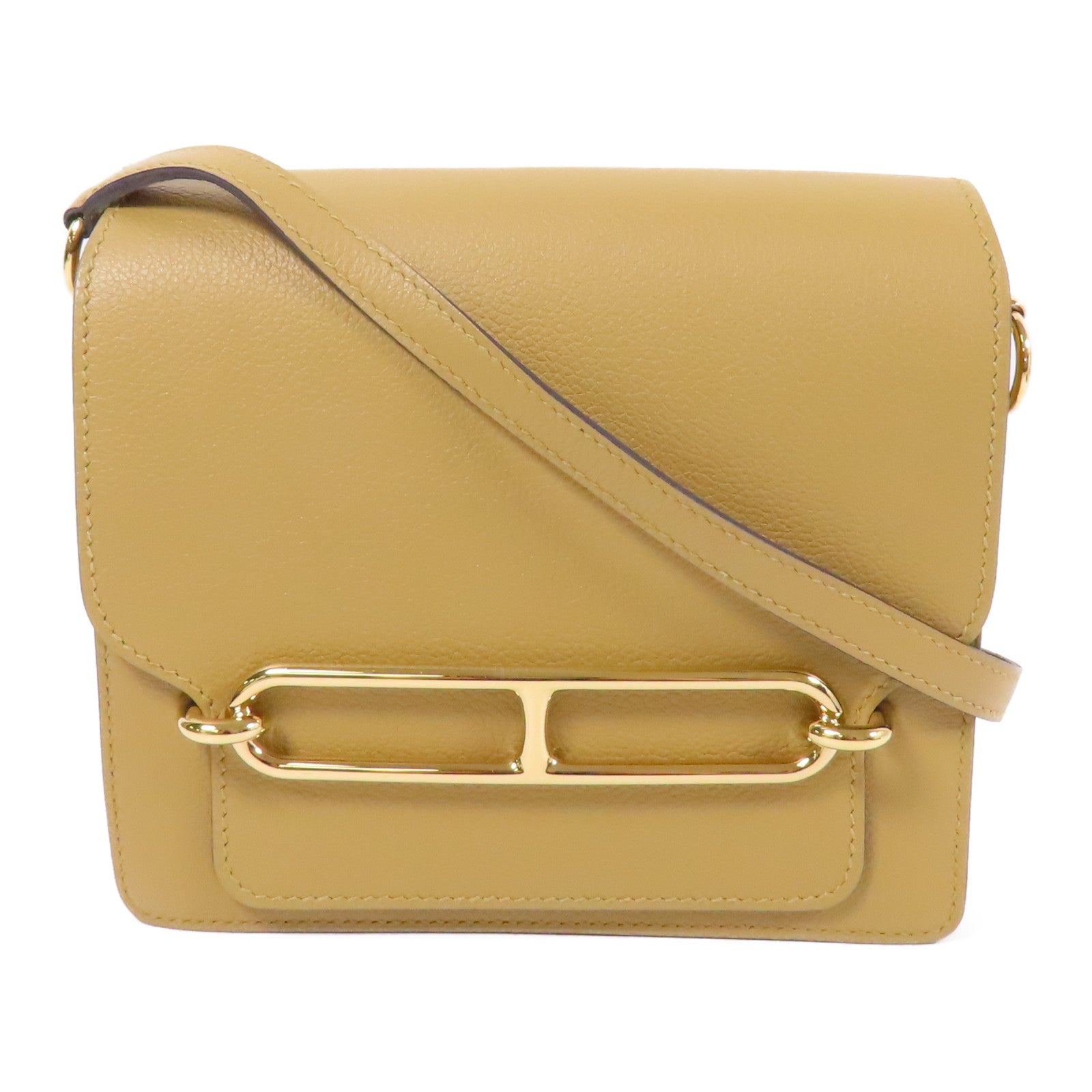 HERMES Evercolor皮革Roulis Mini金扣肩背袋Poussiere