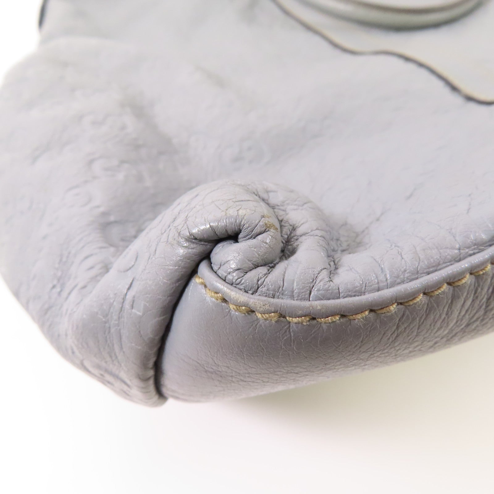 GUCCI GG GHW Tote Bag 201482 Calfskin Leather Gray