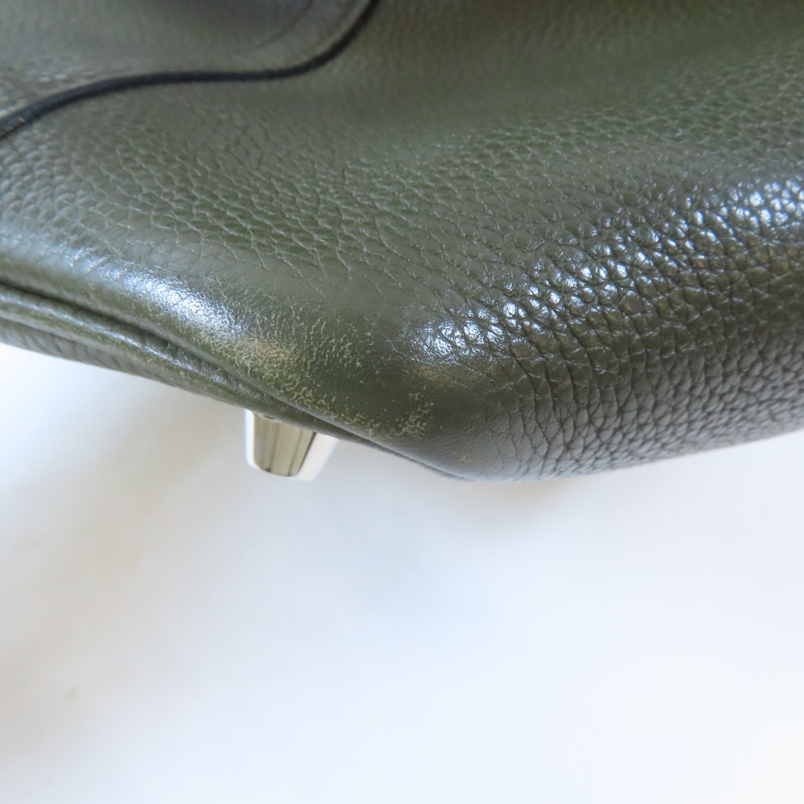 HERMES Clemence皮革Picotin PM銀扣手挽袋Vert Olive綠色