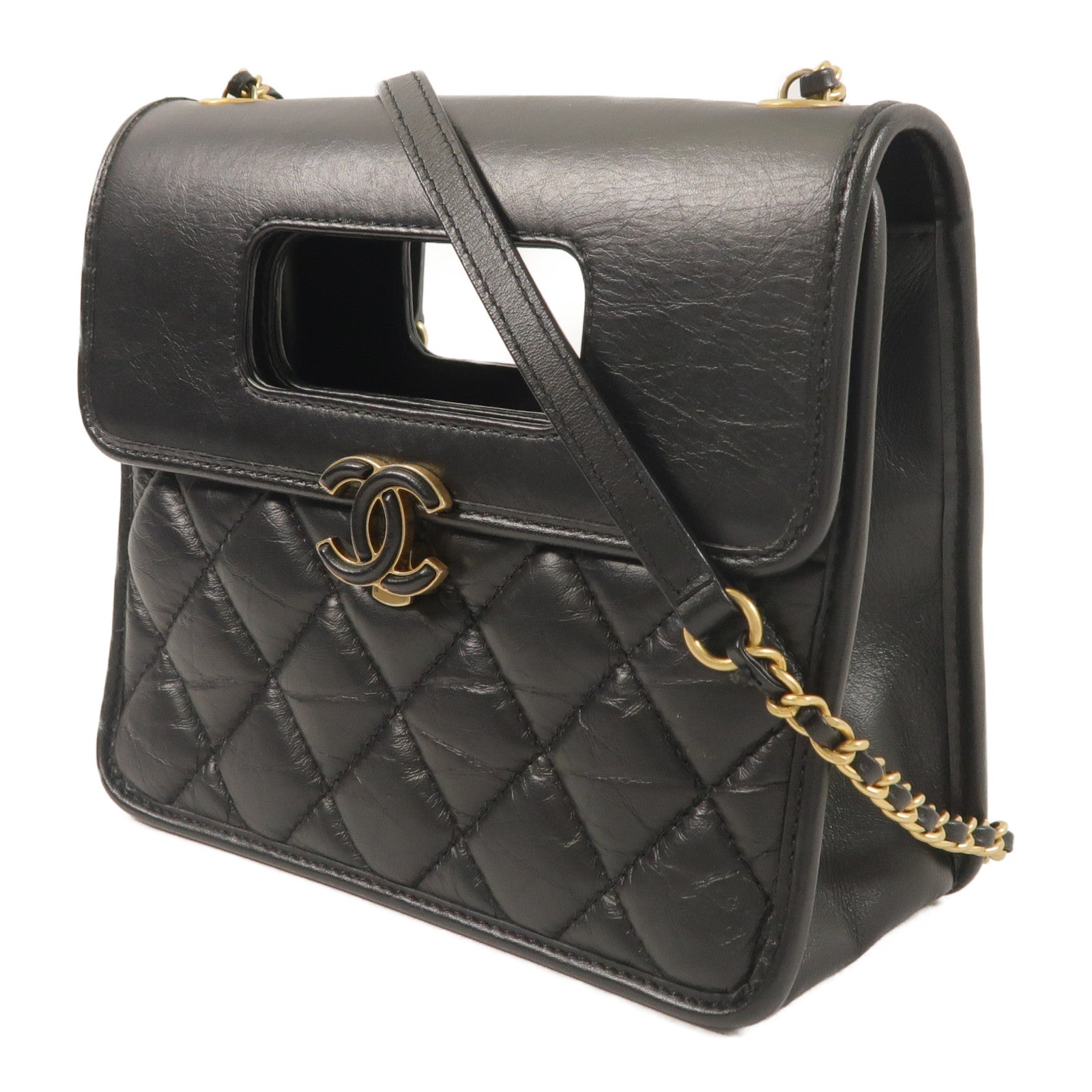 CHANEL 牛皮皮革Mini Flap手挽肩背兩用袋