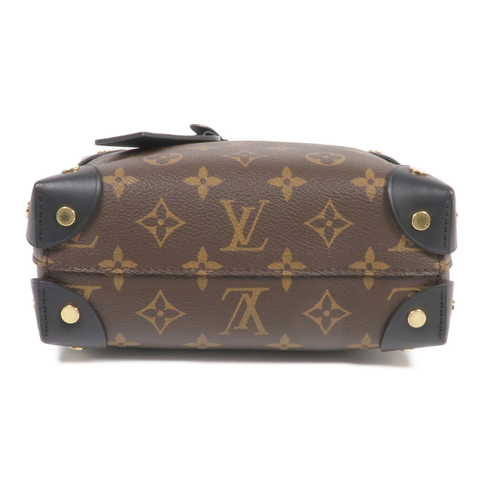 LOUIS VUITTON Monogram Petite Malle Souple金扣手挽肩背兩用袋棕色