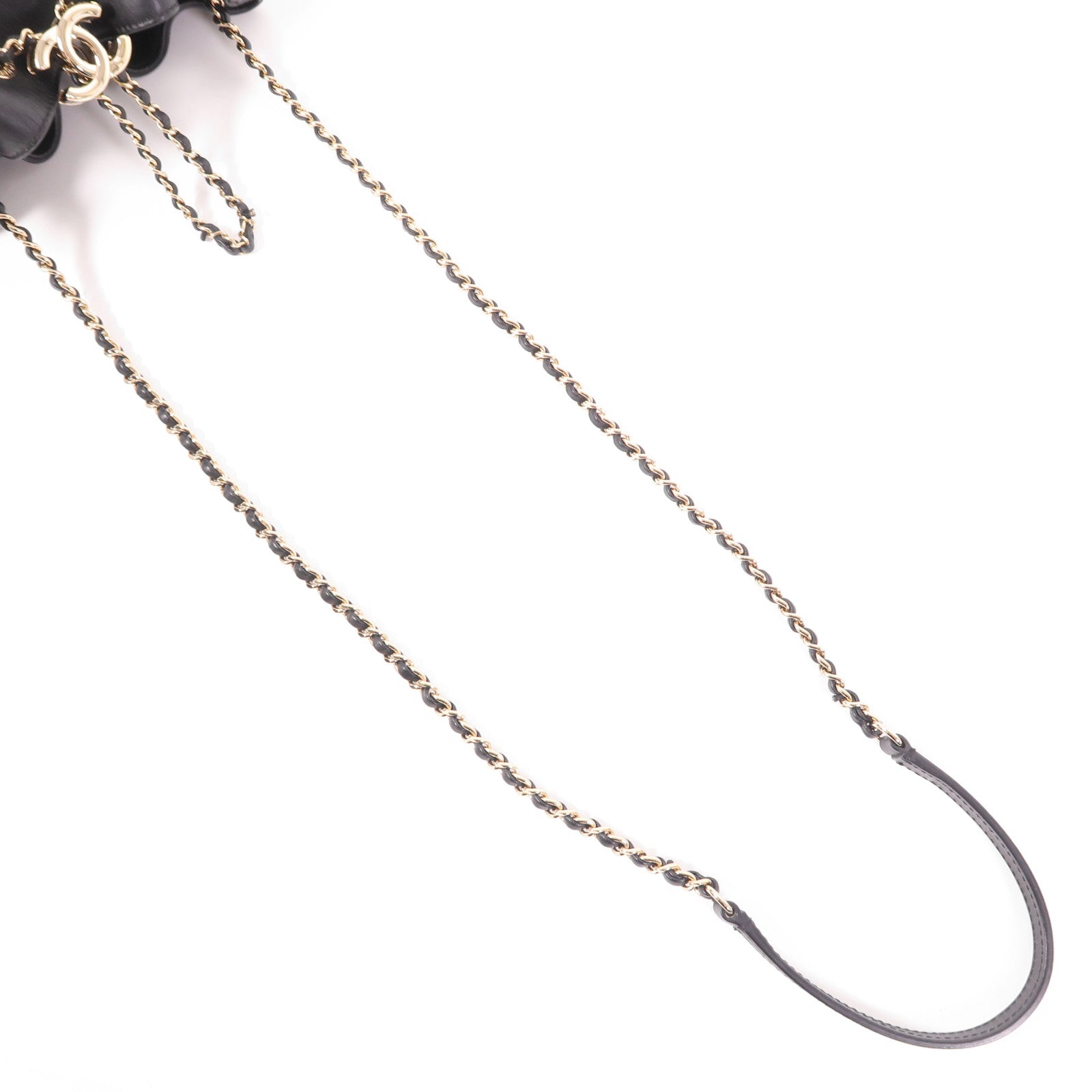 CHANEL 牛皮皮革Drawstring Bucket金扣鏈帶肩背袋