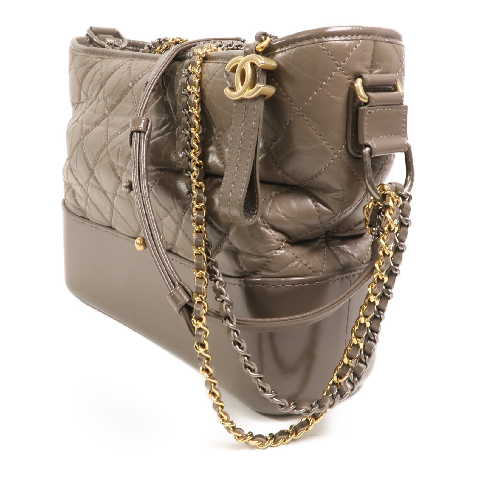 CHANEL 牛皮皮革Gabrielle Medium鏈帶肩背袋