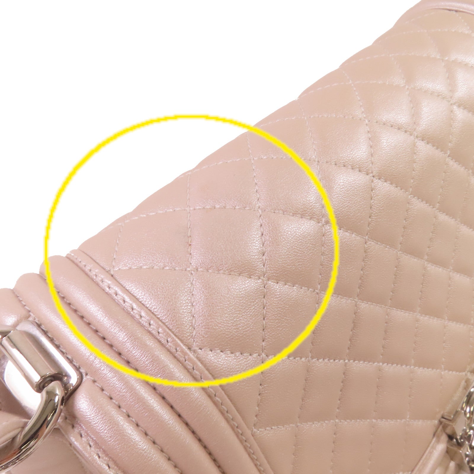 CHANEL 【激減優惠】菱格羊皮皮革Boy Chanel Chain Shoulder Bag銀扣鏈帶肩背袋珍珠粉紅色