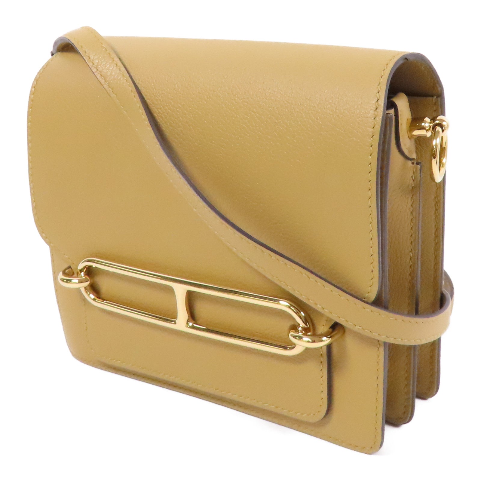 HERMES Evercolor皮革Roulis Mini金扣肩背袋Poussiere