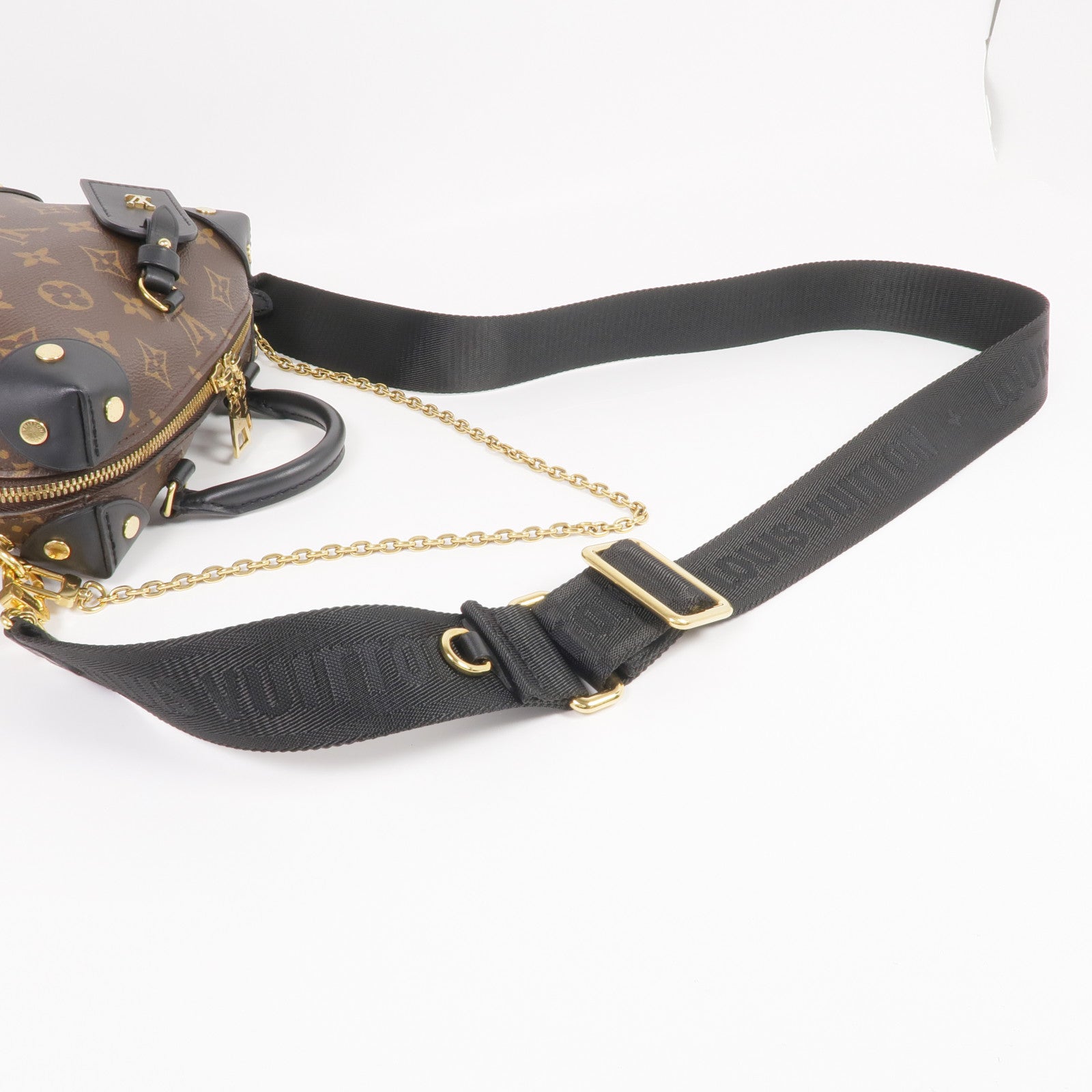 LOUIS VUITTON Monogram Petite Malle Souple金扣手挽肩背兩用袋棕色
