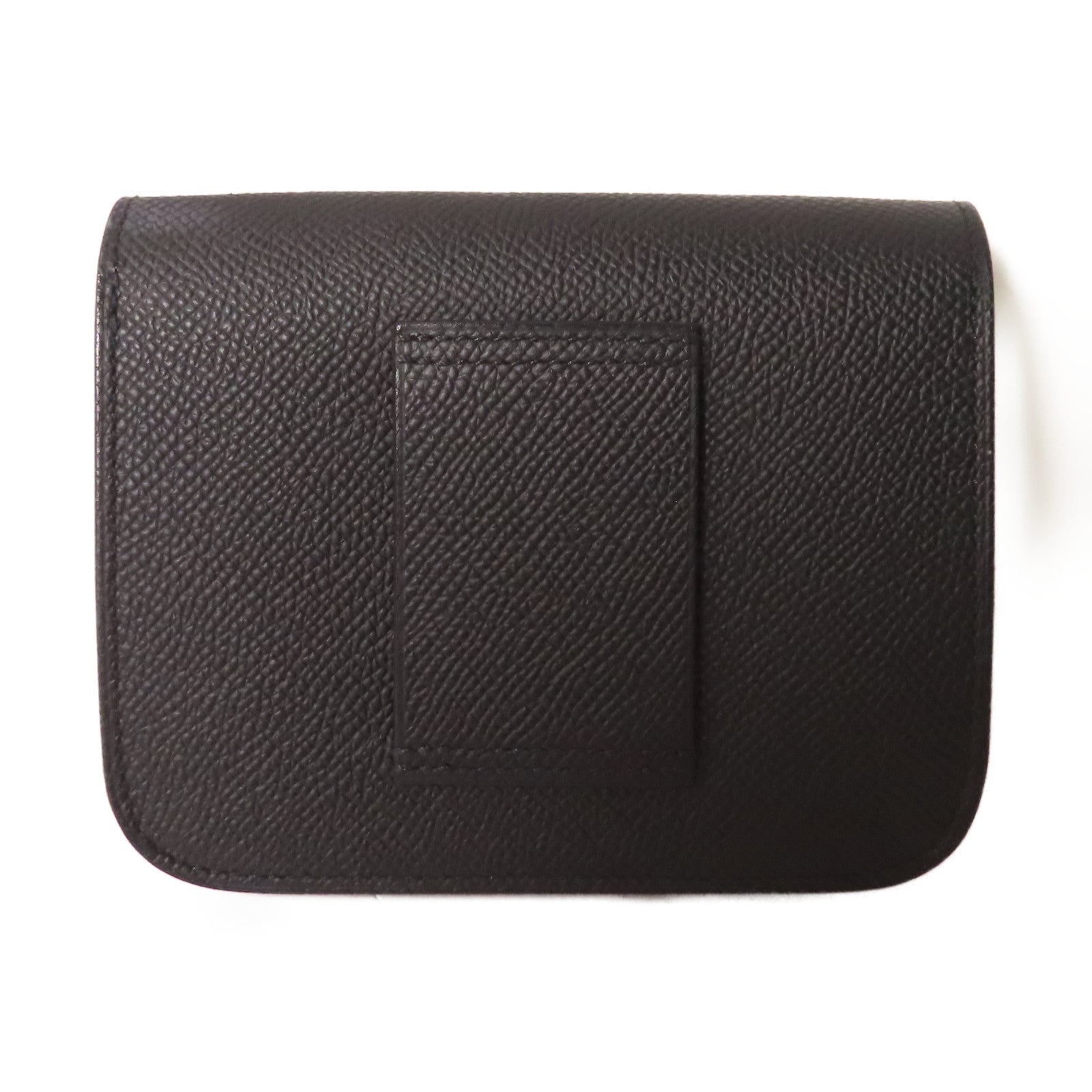 HERMES Epsom皮革Constance Slim銀扣錢包黑色